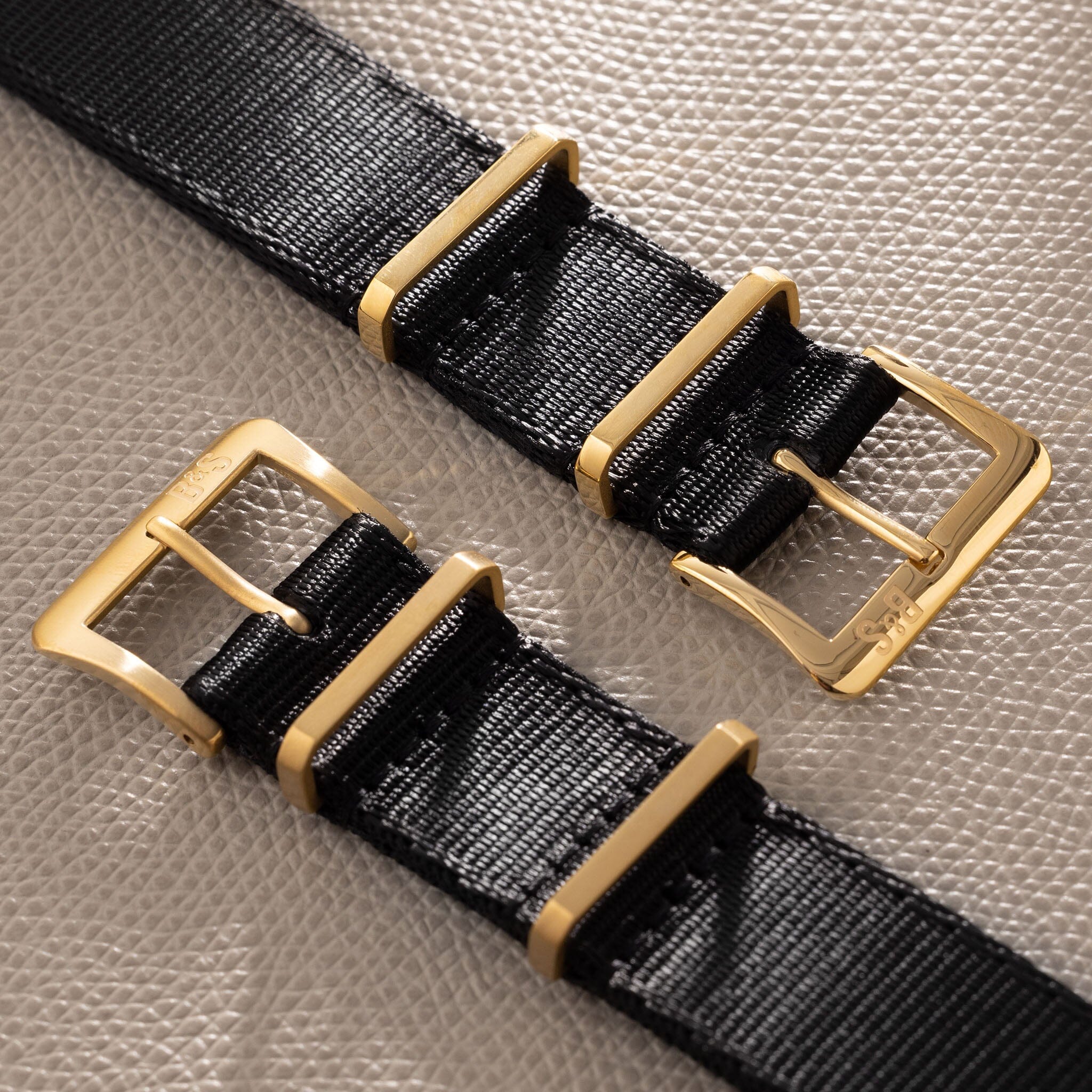Deluxe Nylon Nato Uhrenarmband Shadow - Gold Mattiert