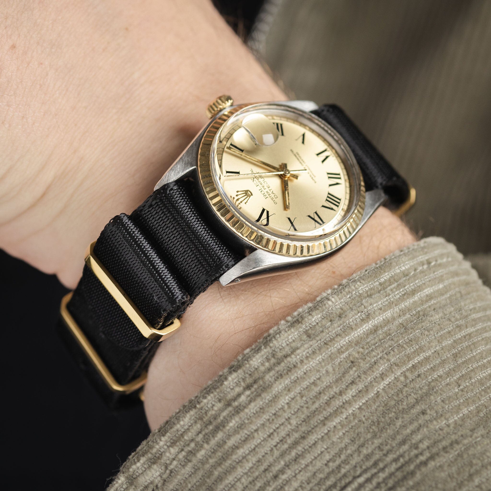 Deluxe Nylon Nato Uhrenarmband Shadow - Gold
