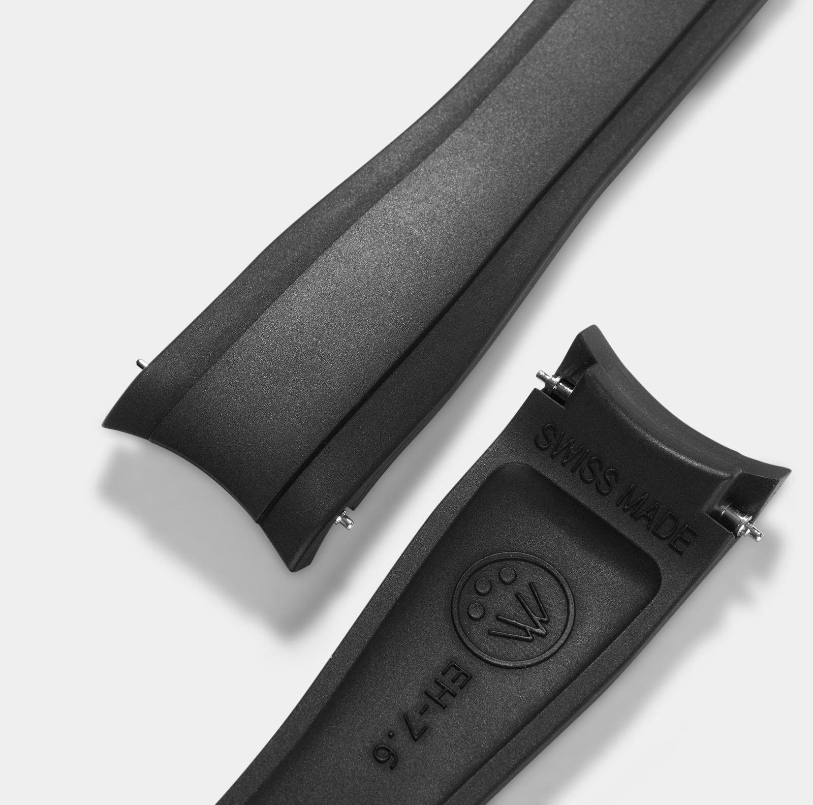 Everest Bands Kautschuk Uhrenarmband Schwarz - Für Rolex Faltschließe