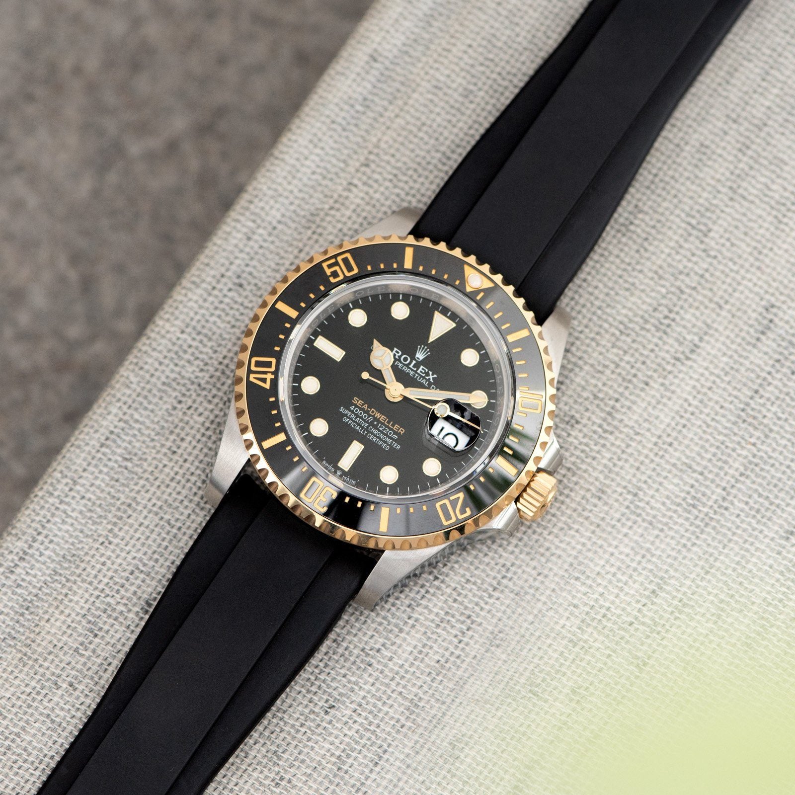 Everest Bands Kautschuk Uhrenarmband Schwarz - Für Rolex Faltschließe