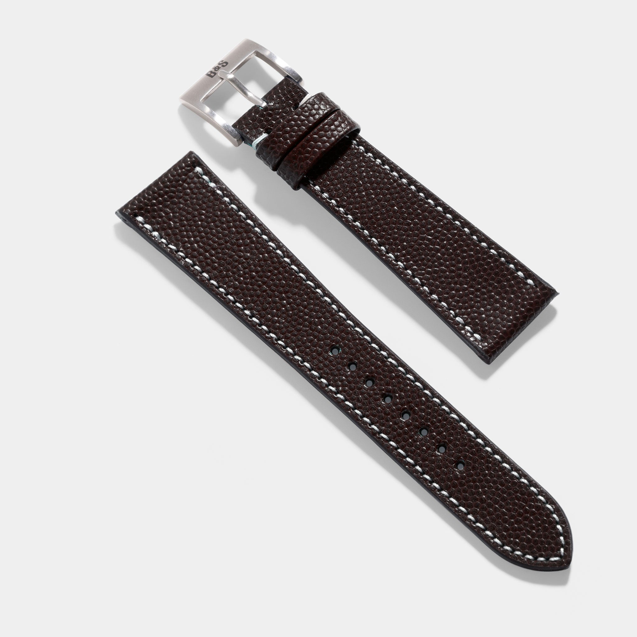 Pebbled Dark Brown Leather Watch Strap