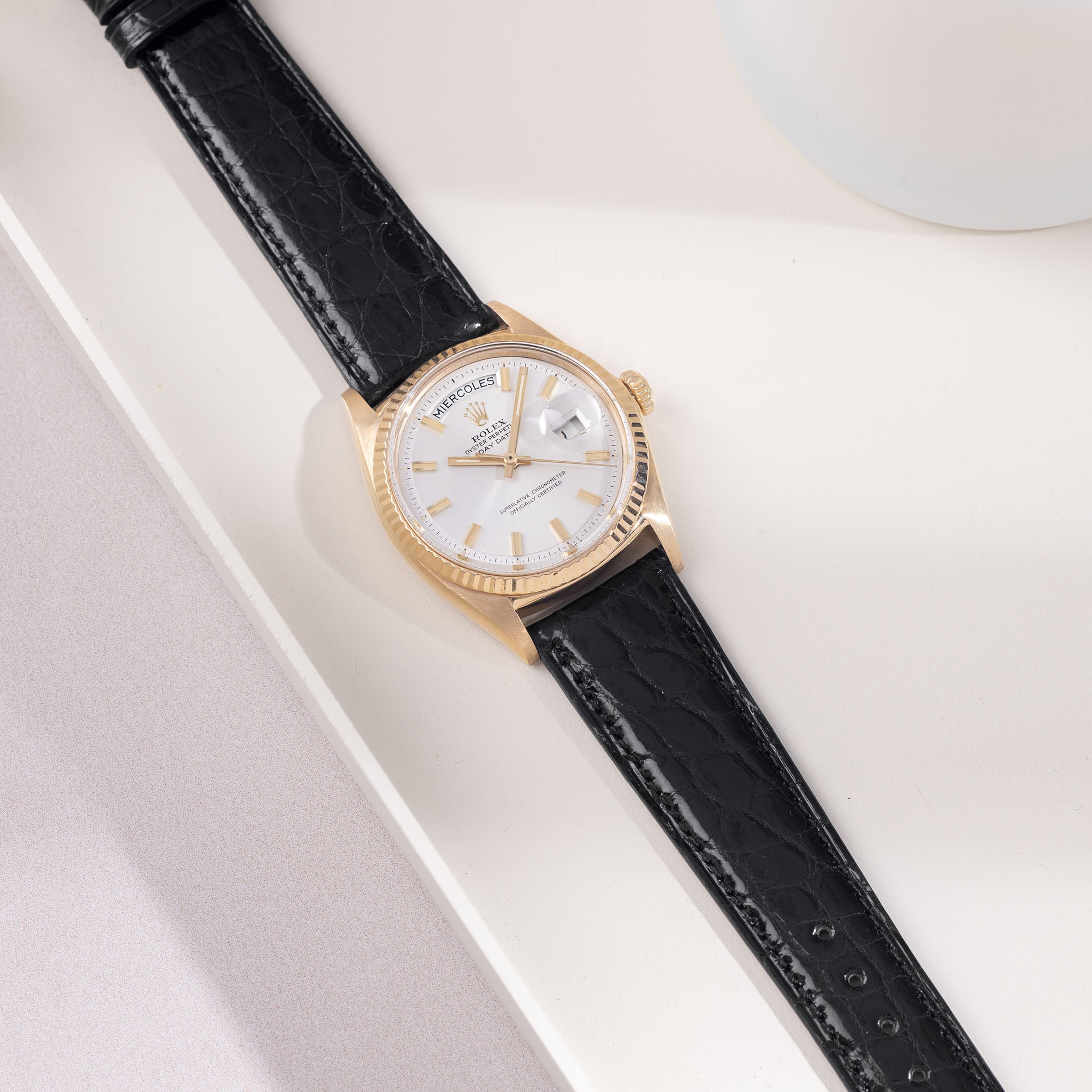 Rolex Day Date Wide Boy mit Schwarzem Alligatorleder Uhrenarmband