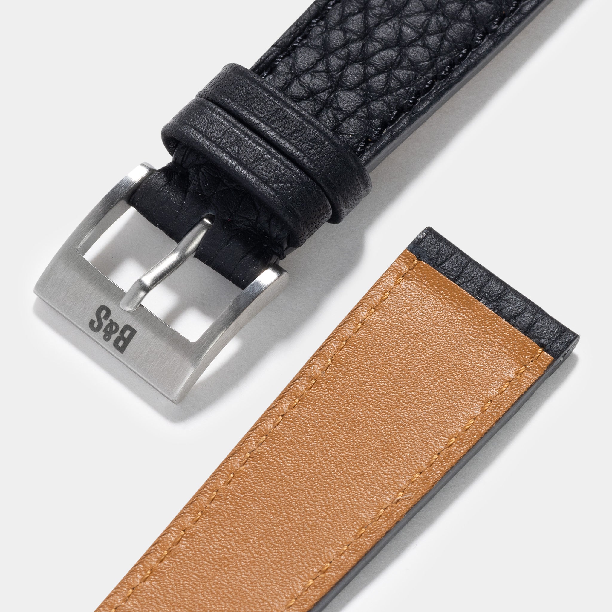 Noir Taurillon Leder Uhrenarmband Slim