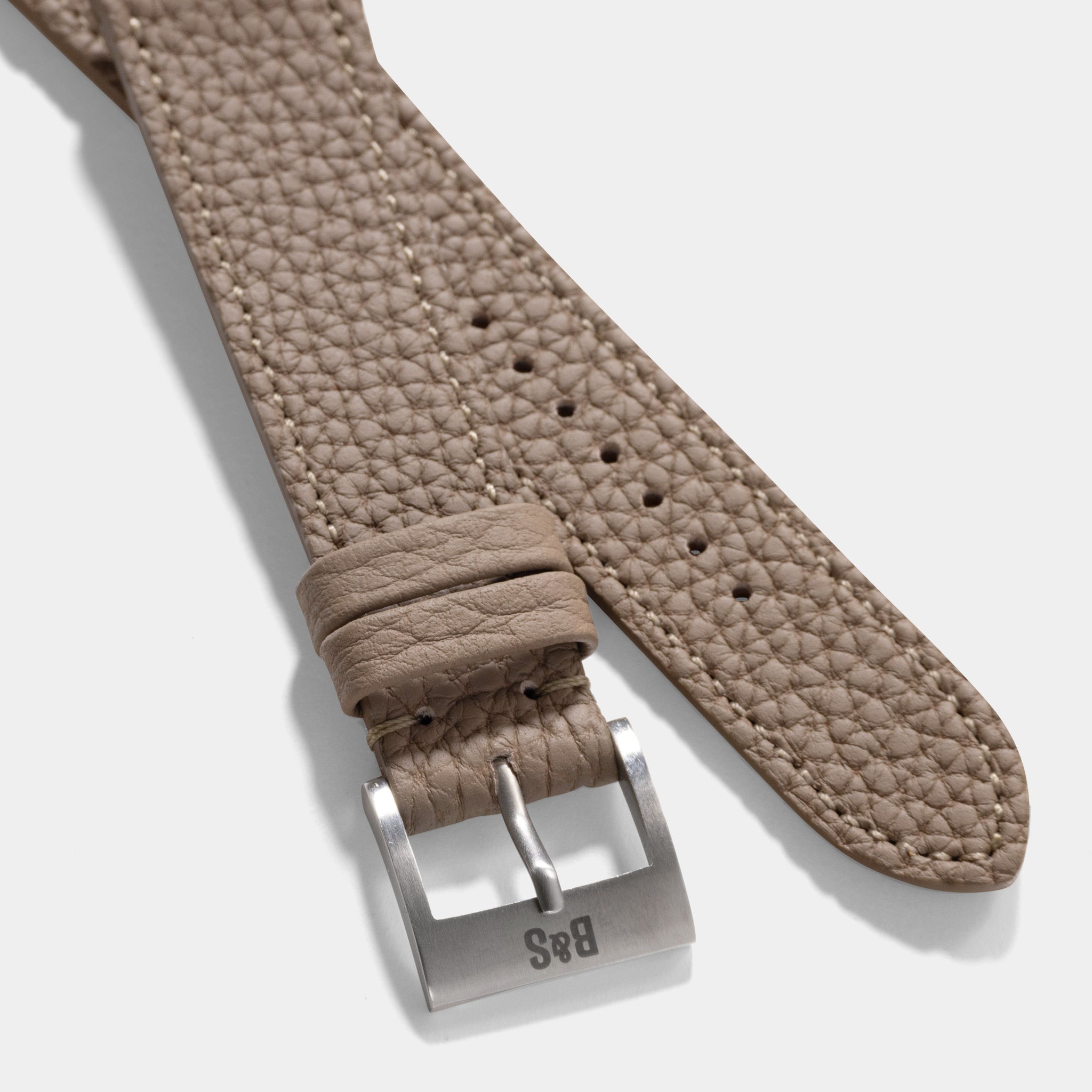 Togo Taupe Grey Tonal Leather Watch Strap