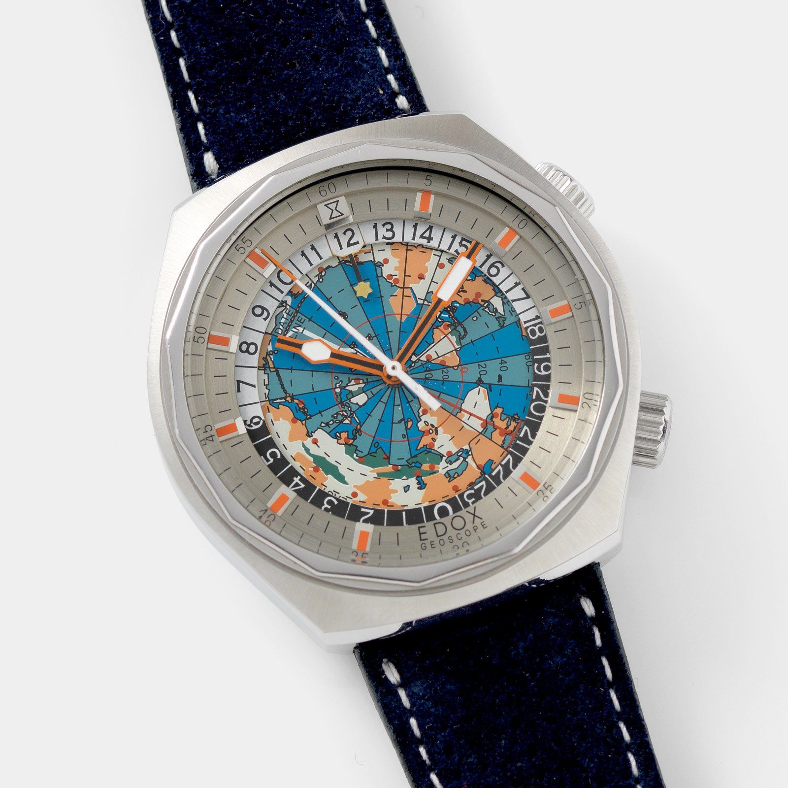 Edox Geoscope World Timer 1970s with 42mm case