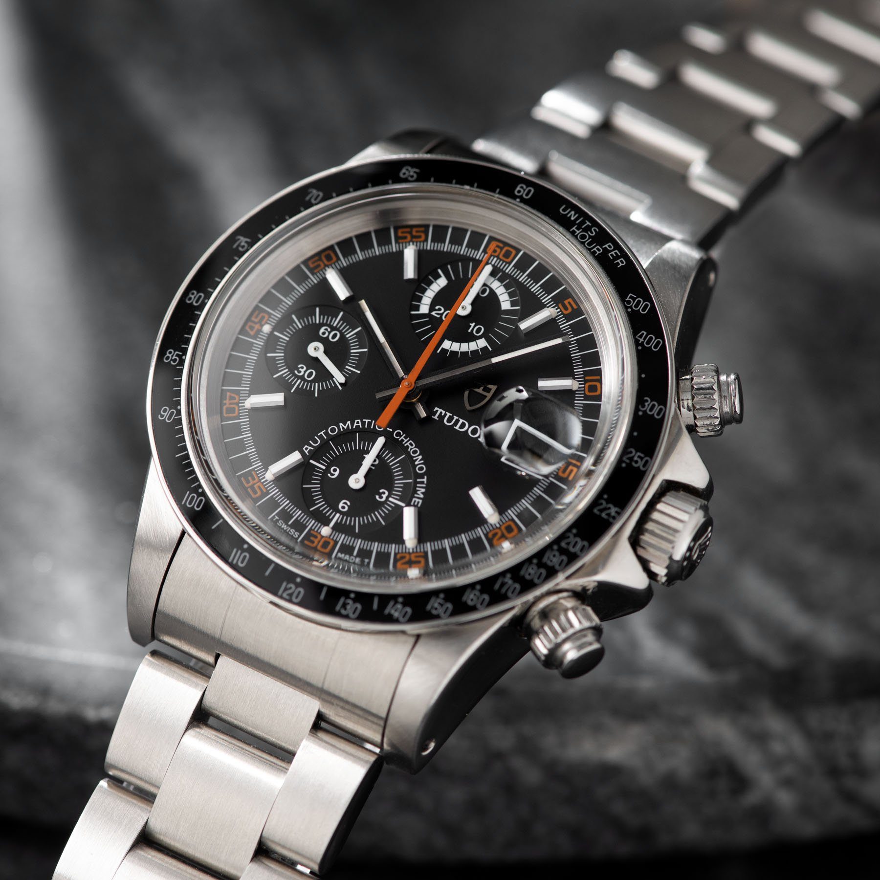 Tudor Oysterdate Chronograph Monte Carlo Big Block 94200 with black tachymeter bezel