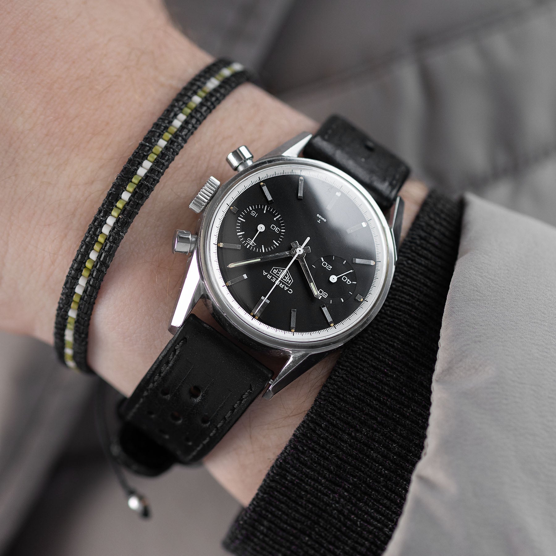 Heuer Carrera Ref 3647 Schwarzes Zifferblatt