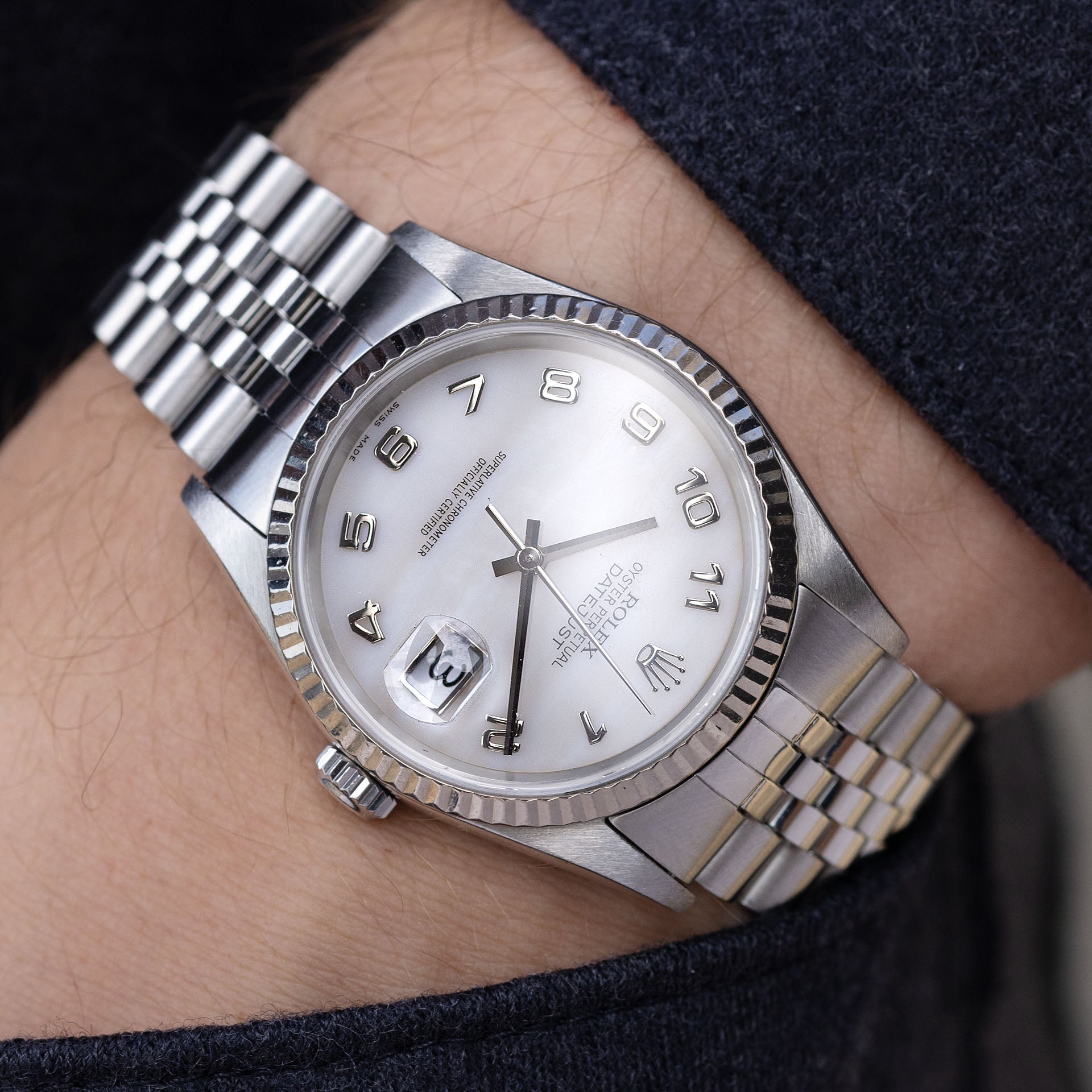 Rolex Datejust Weises Perlmutt Zifferblatt Referenz 16234