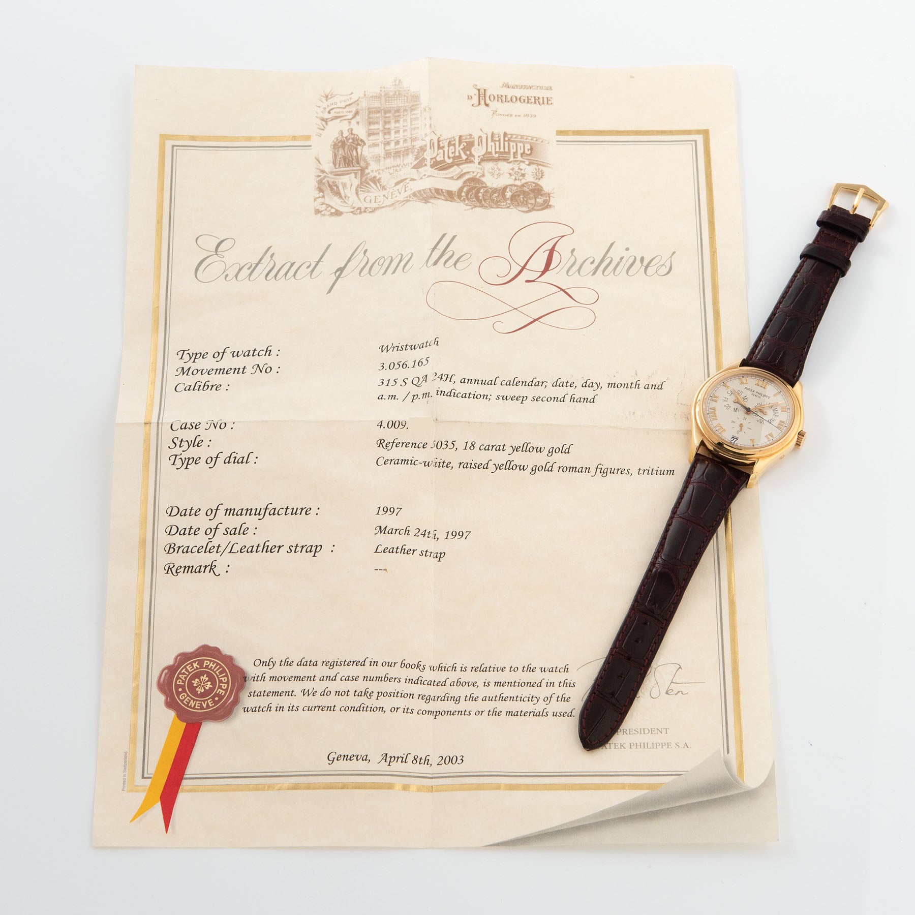 Patek Philippe Annual Calendar Gelb Gold Reference 5035