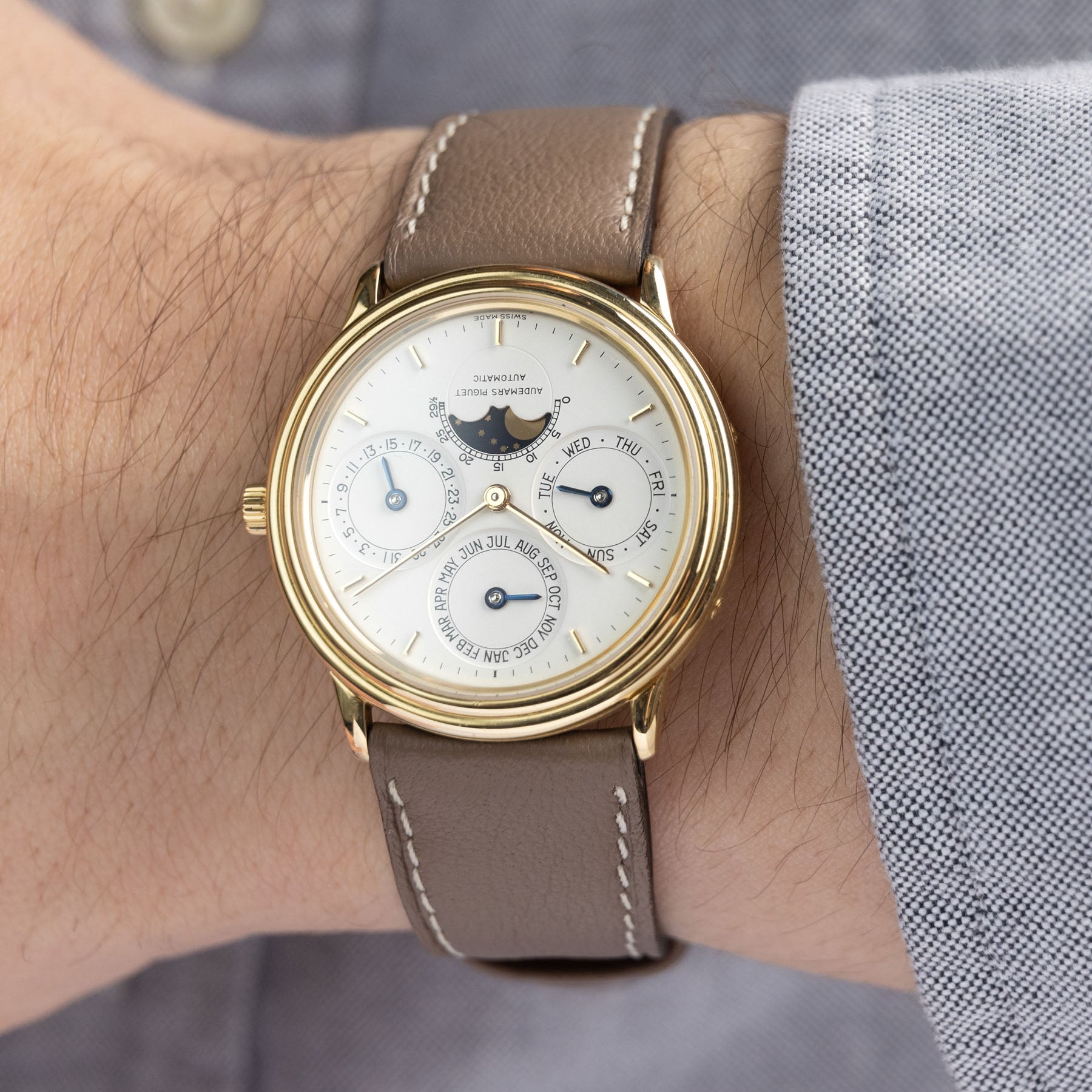 Taupe Leder Uhrenarmband
