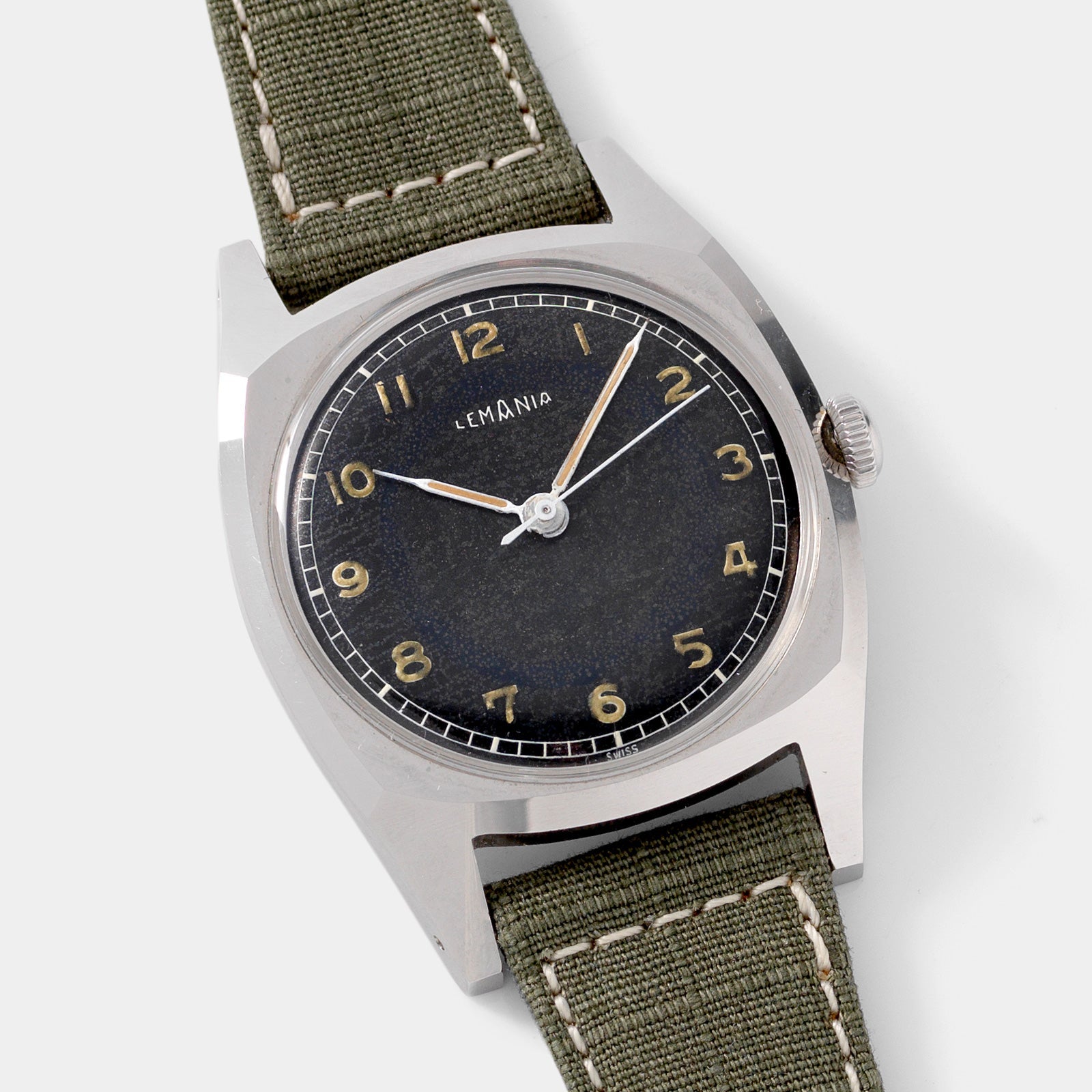 Lemania Majetek 261 Czech Air Force Steel Watch Radium Dial