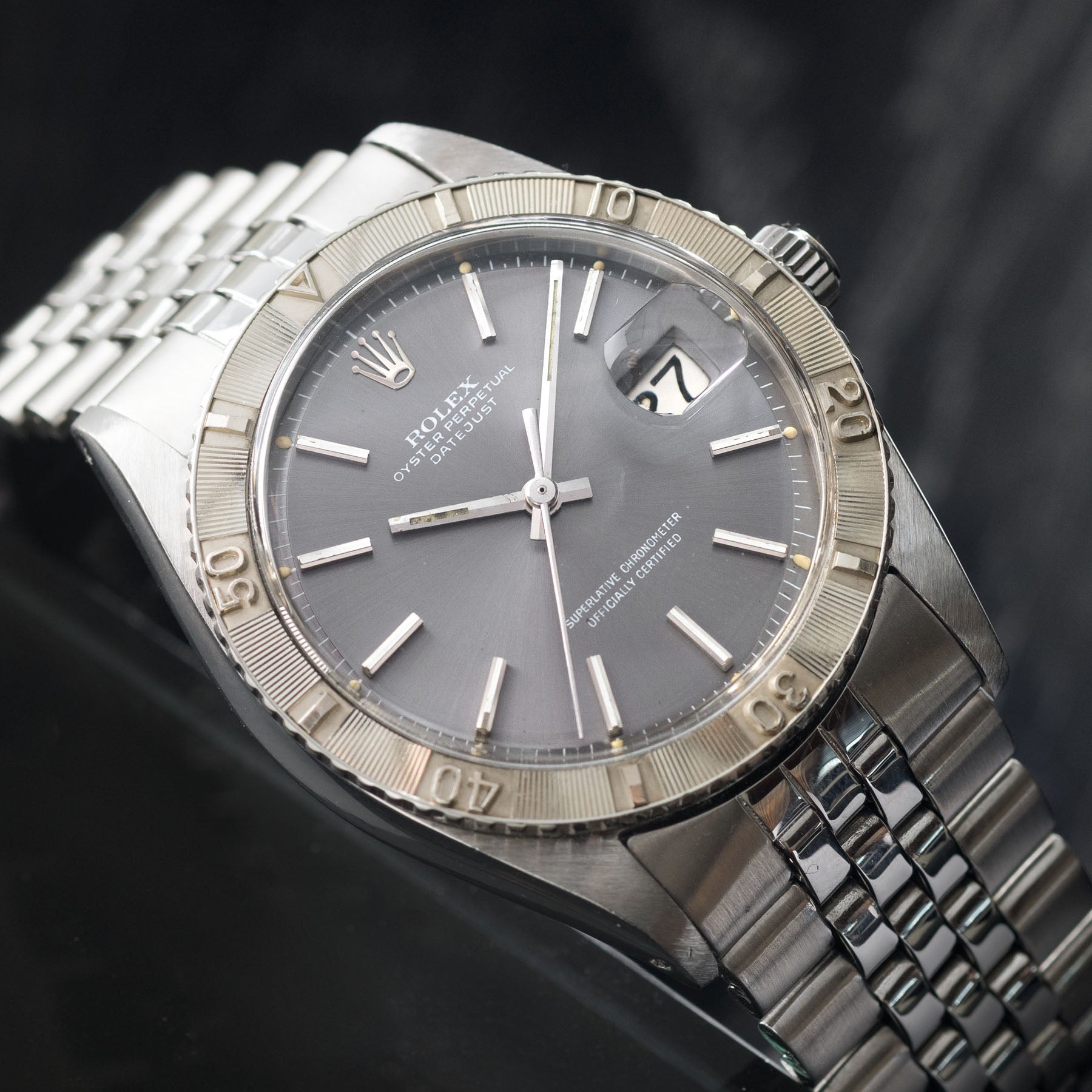 Rolex Datejust Turn O Graph 1625 Grey Dial White Gold Bezel