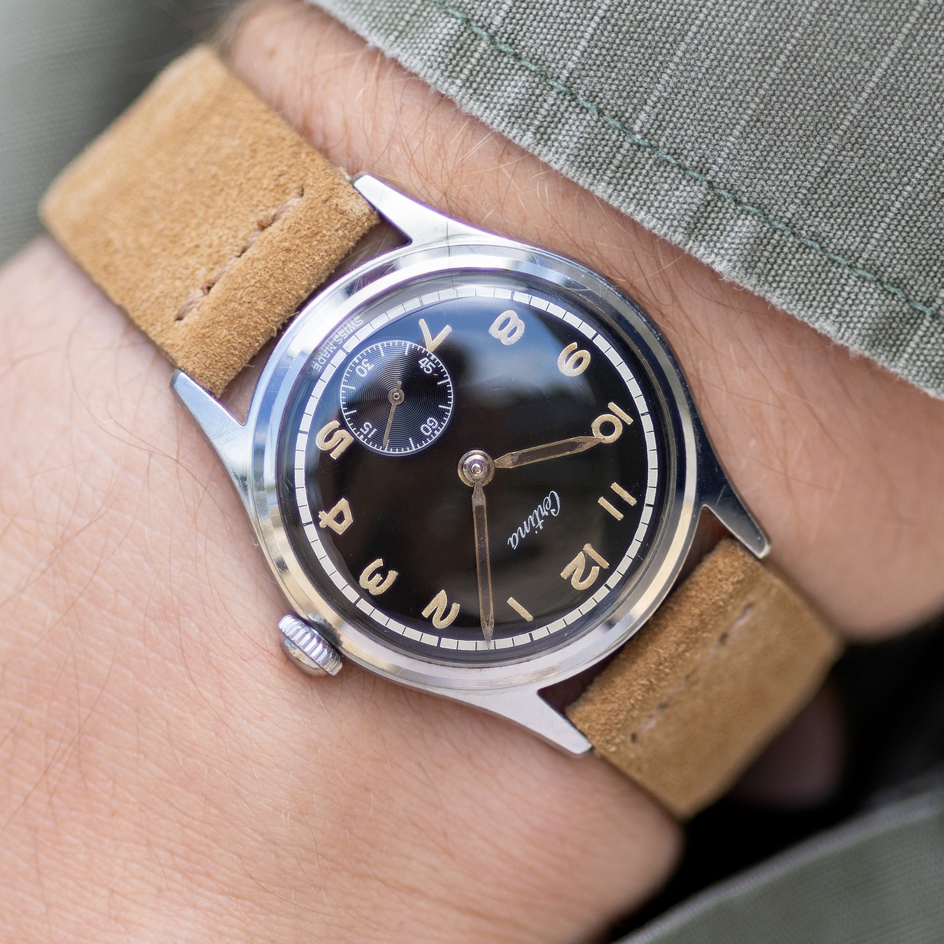 Certina 8721.1 Stahl Dress Watch mit Schwarzem Glanz Zifferblatt