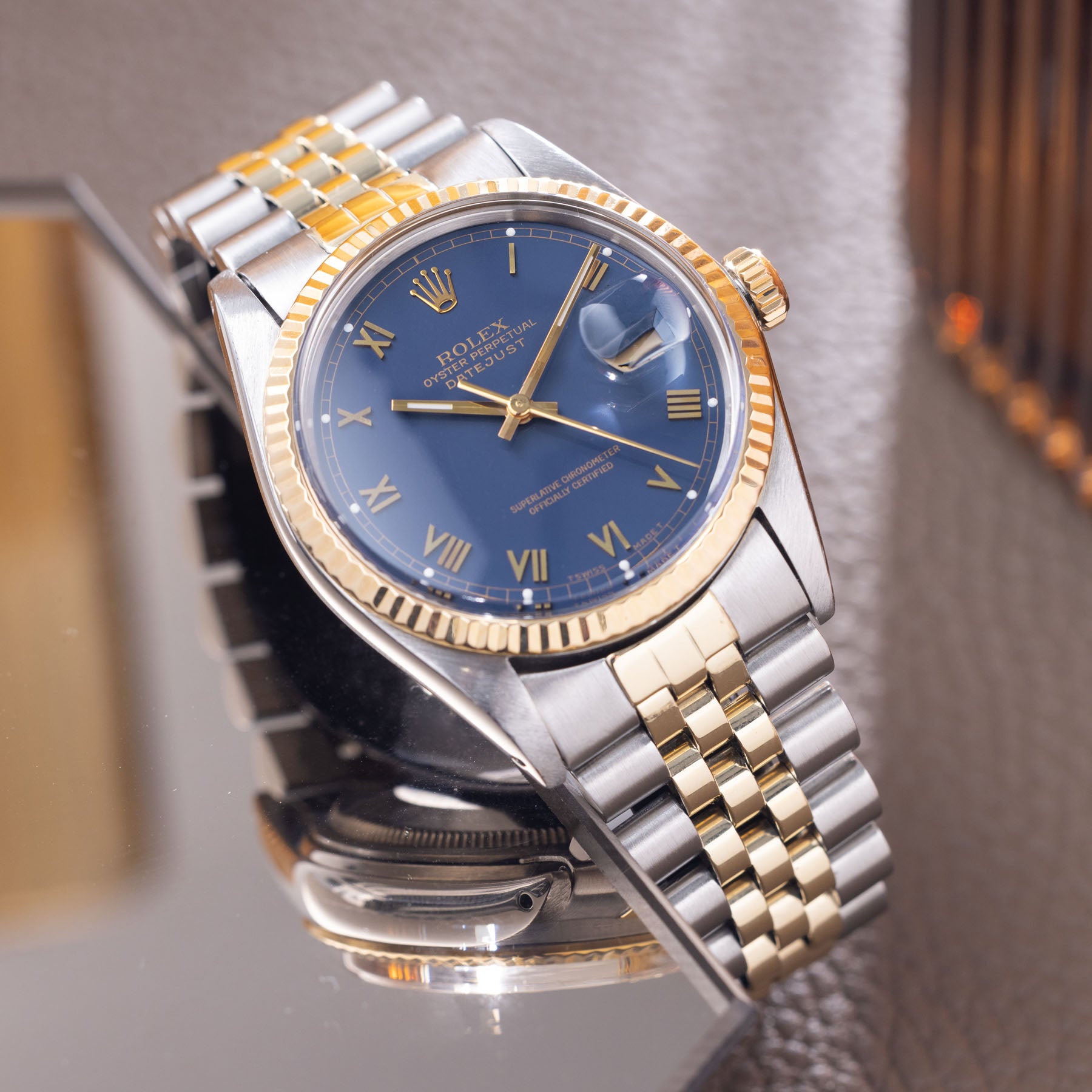 Rolex Datejust 16013 Steel and Gold Blue Roman Dial