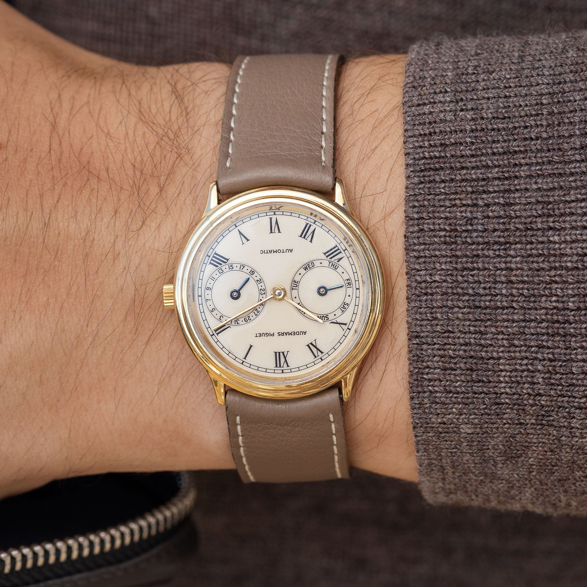 Taupe Leder Uhrenarmband