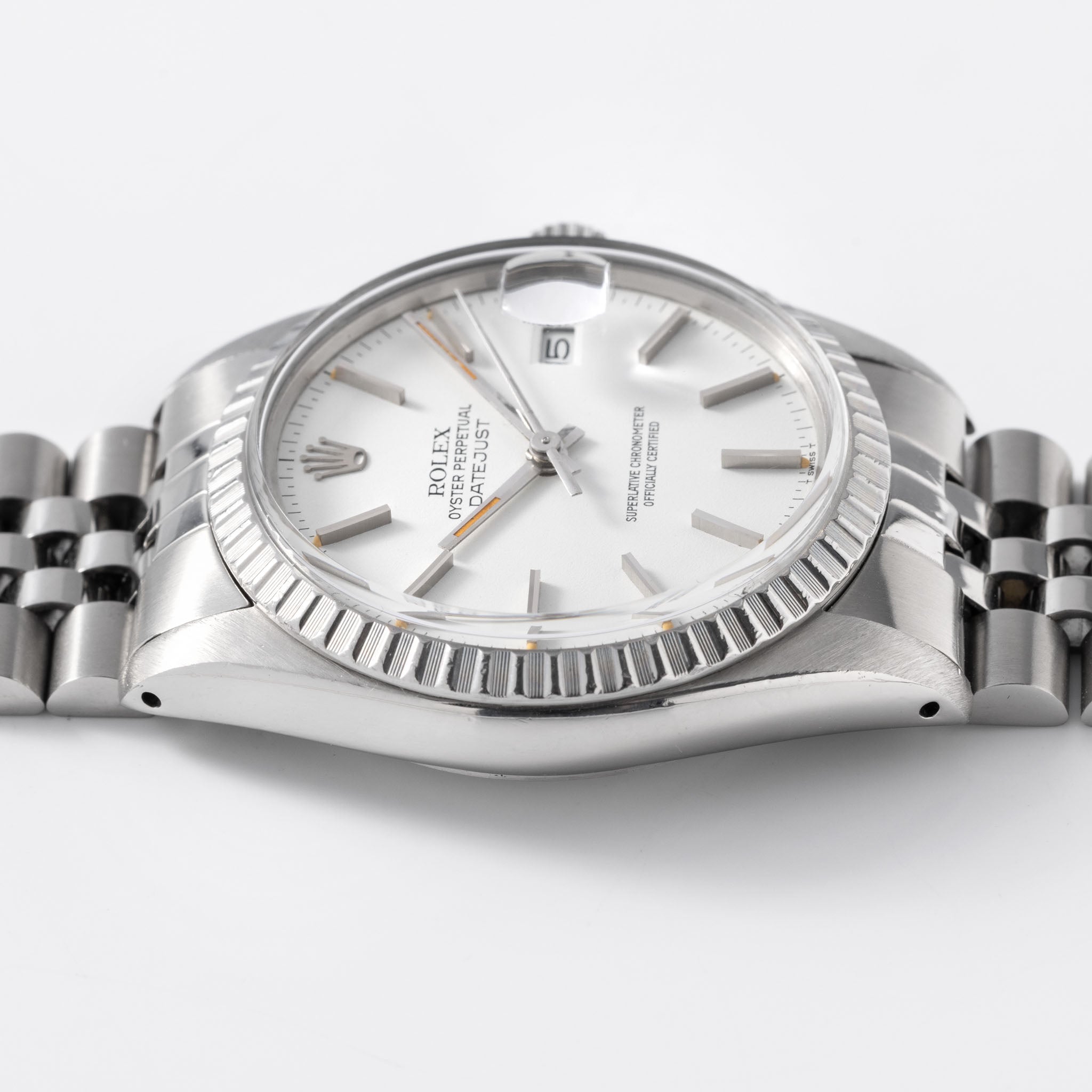 Rolex 16030 Datejust Polar Weißes Zifferblatt Mit Pumpkin Patina