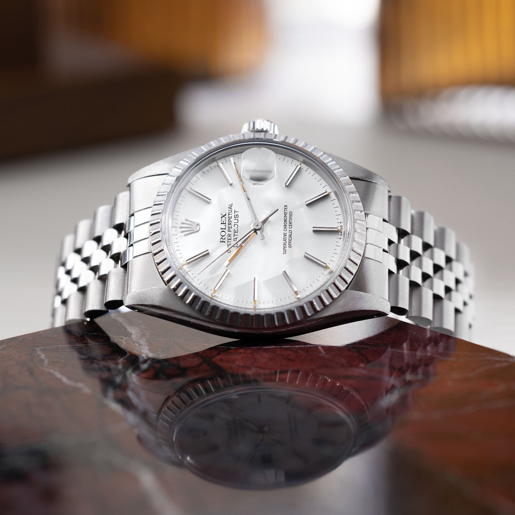 Rolex 16030 Datejust Polar Weißes Zifferblatt Mit Pumpkin Patina