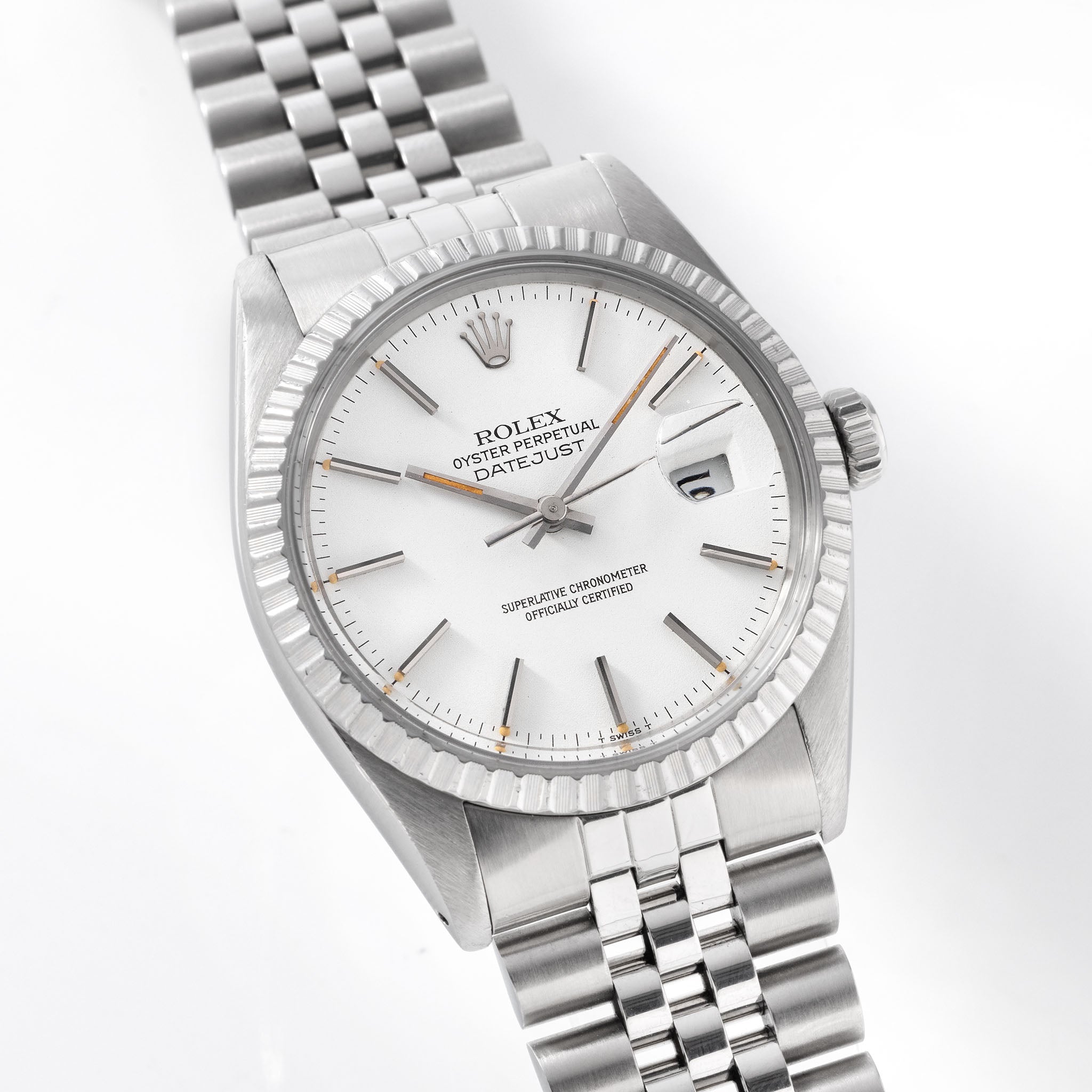 Rolex 16030 Datejust Polar Weißes Zifferblatt Mit Pumpkin Patina