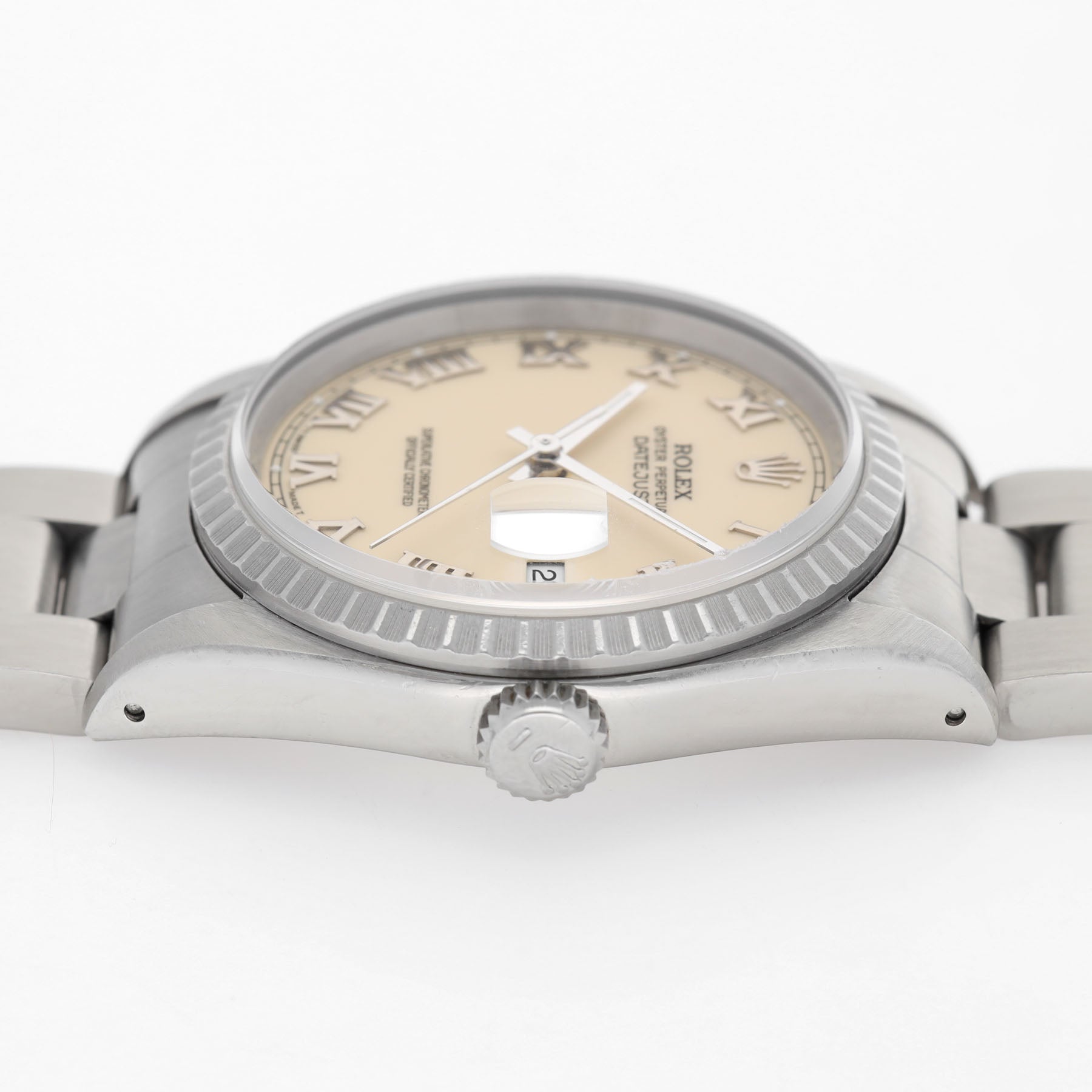 ROLEX DATEJUST 16220 Cremefarbenes Zifferblatt Box und Papiere