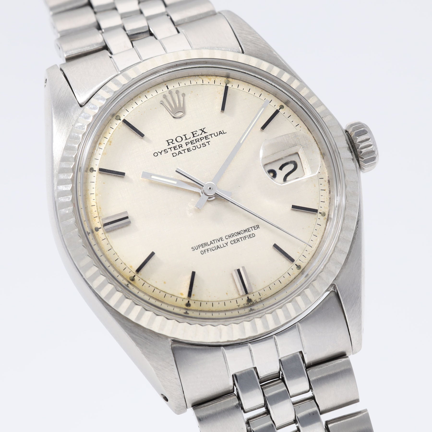 ROLEX DATEJUST 1601 Silber LINEN Zifferblatt