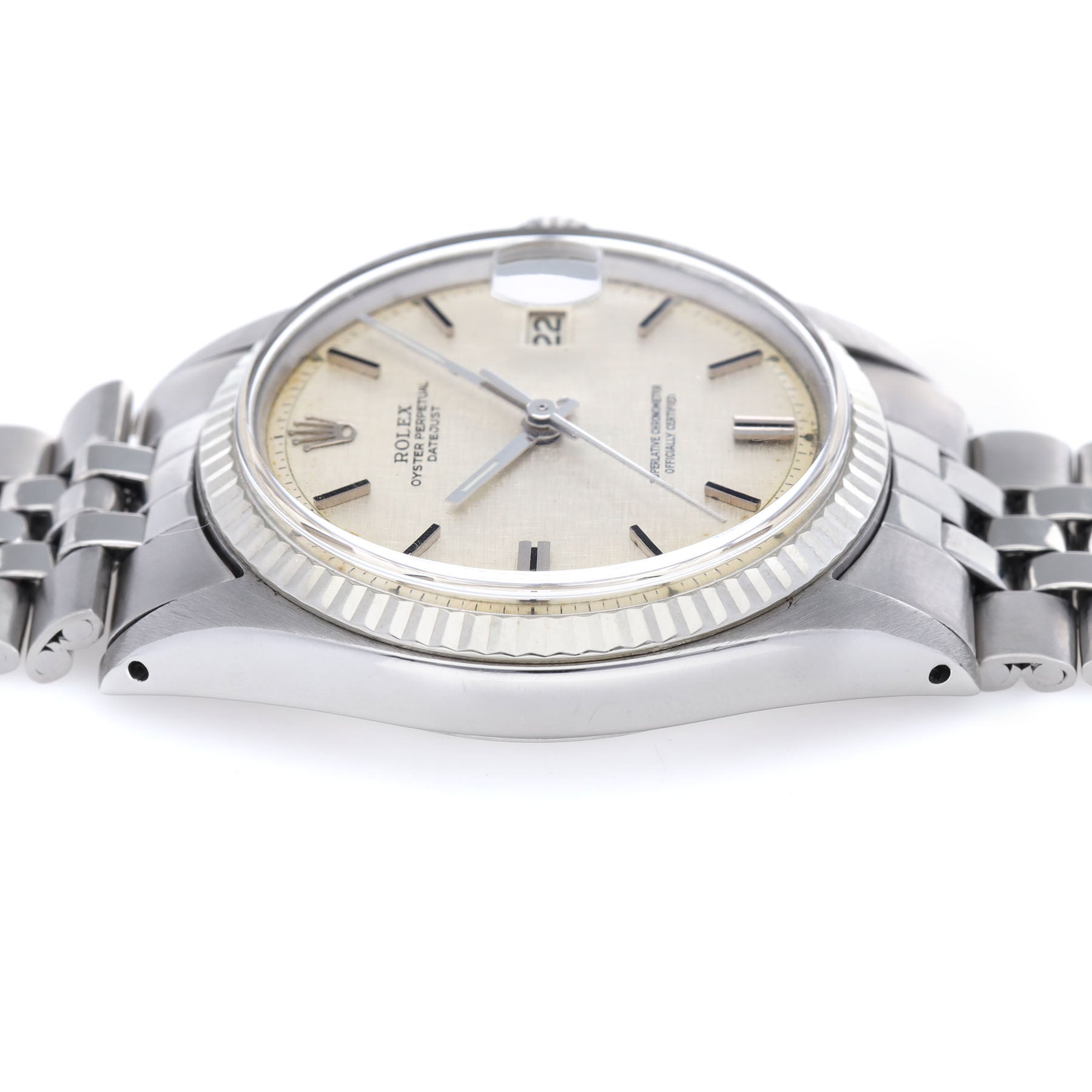 ROLEX DATEJUST 1601 Silber LINEN Zifferblatt