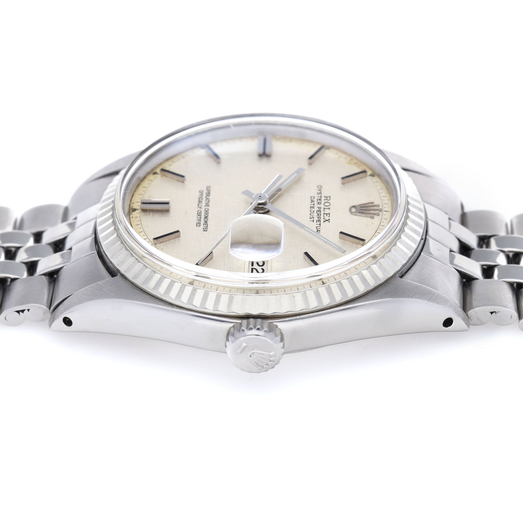 ROLEX DATEJUST 1601 Silber LINEN Zifferblatt