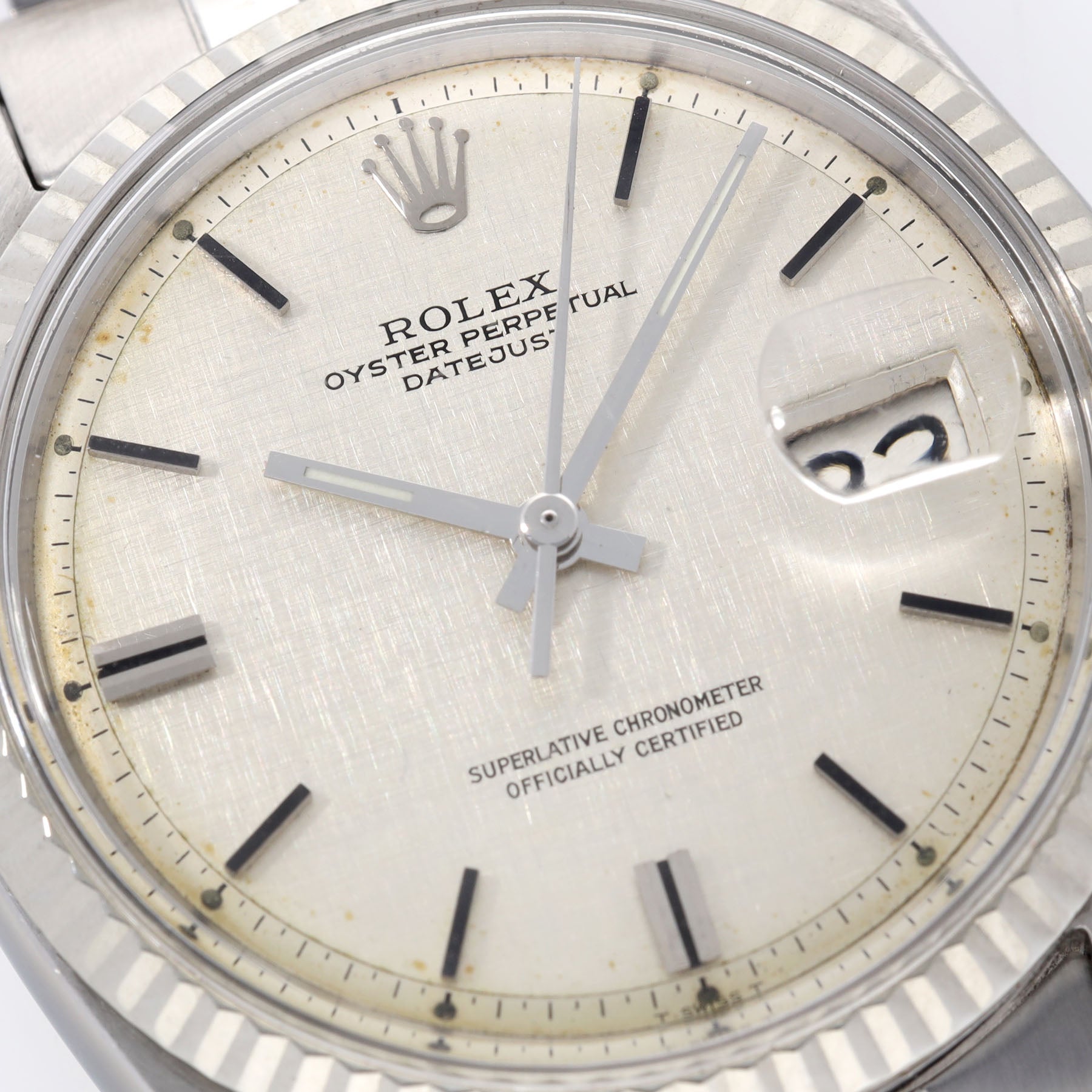 ROLEX DATEJUST 1601 Silber LINEN Zifferblatt