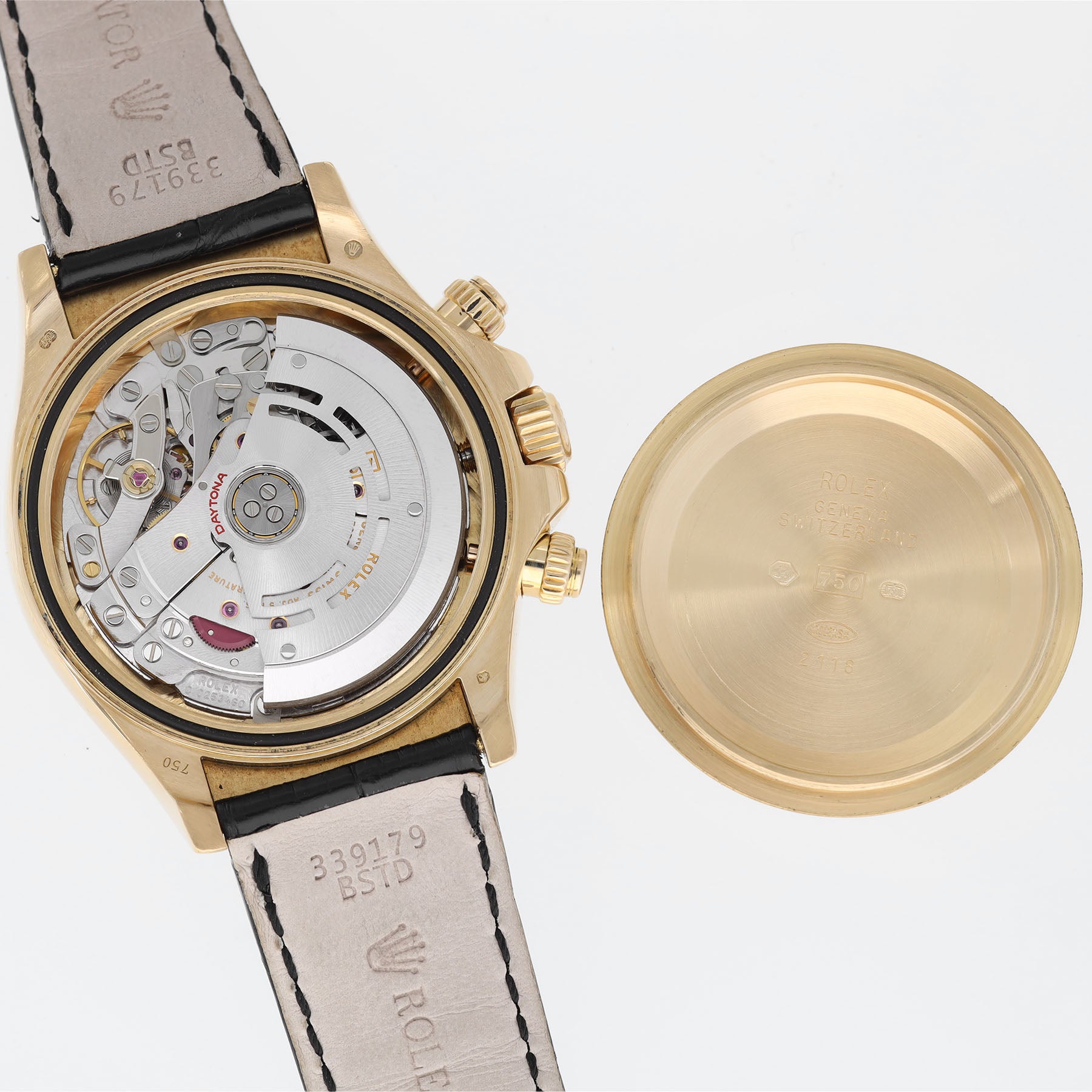 Rolex Daytona 116518 Gelbgold mit Schwarzem Zifferblatt auf Lederband