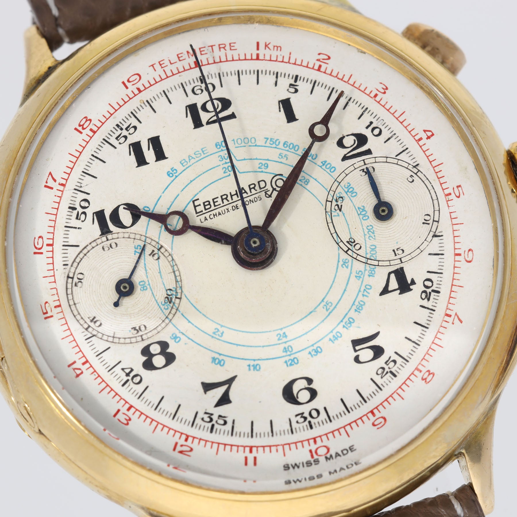 Eberhard & Co Monopusher Pre Extra Fort Chronograph 18 Karat Gelbgold