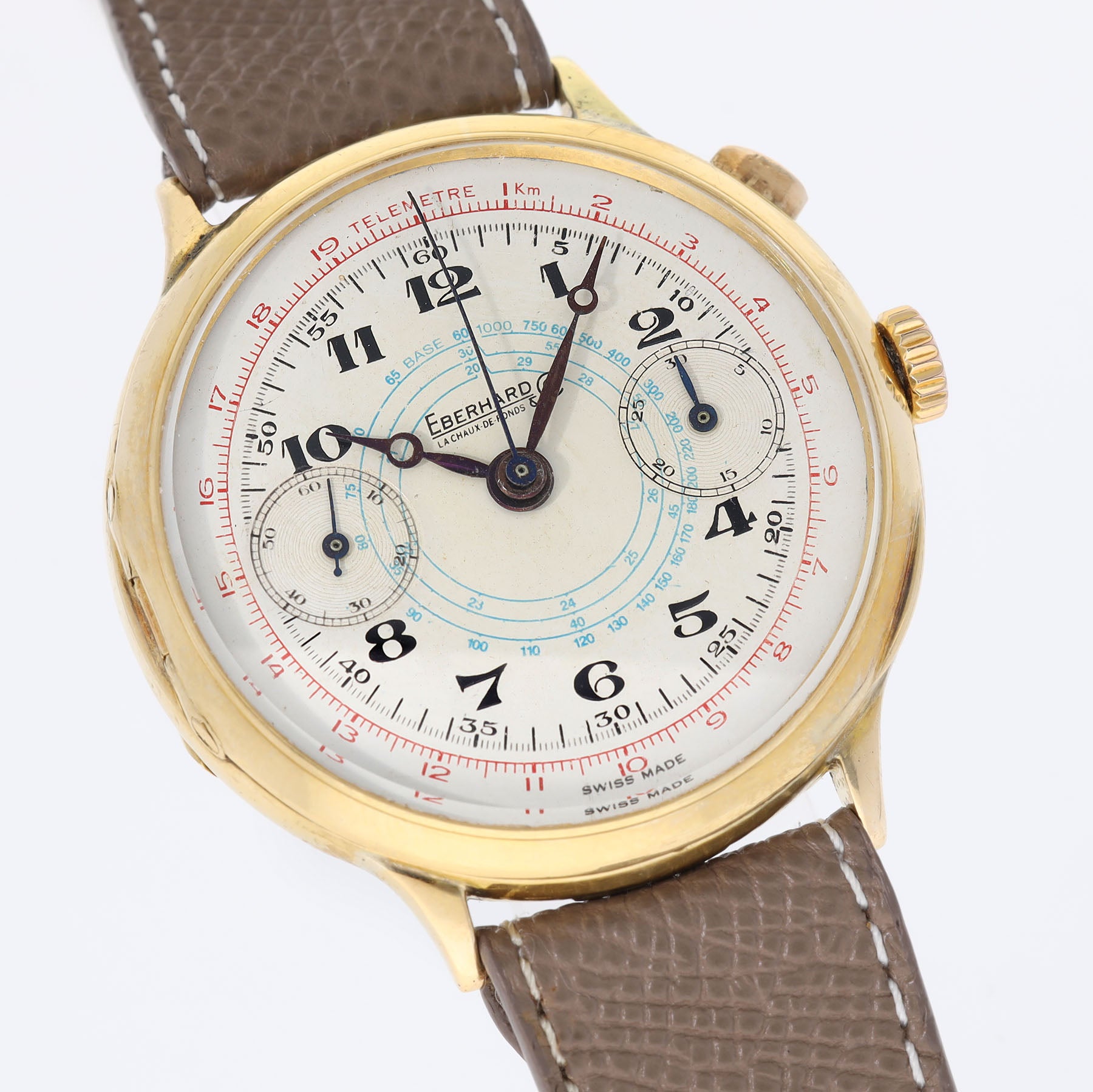 Eberhard & Co Monopusher Pre Extra Fort Chronograph 18 Karat Gelbgold