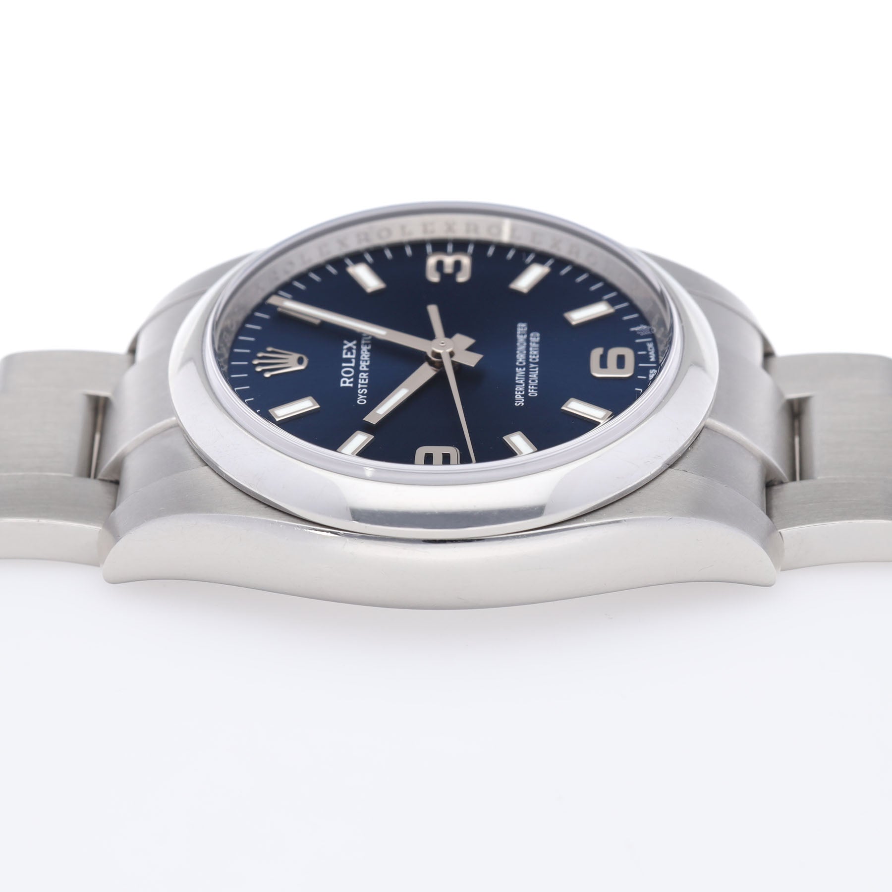 ROLEX OYSTER PERPETUAL PERPETUAL 114200 Blaues EXPLORER Zifferblatt mit BOX und Papieren