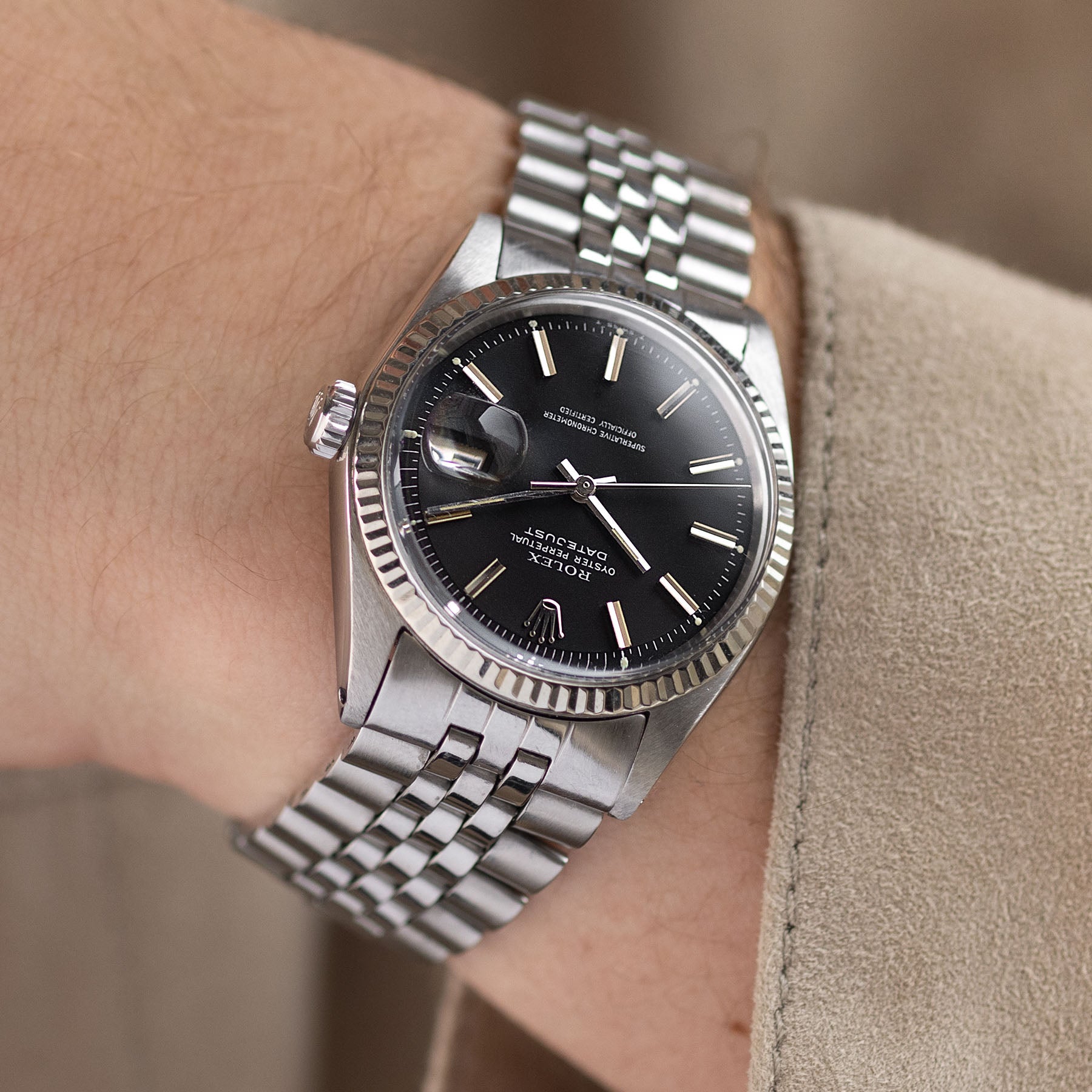ROLEX DATEJUST 1601 MATT Schwarzes Zifferblatt