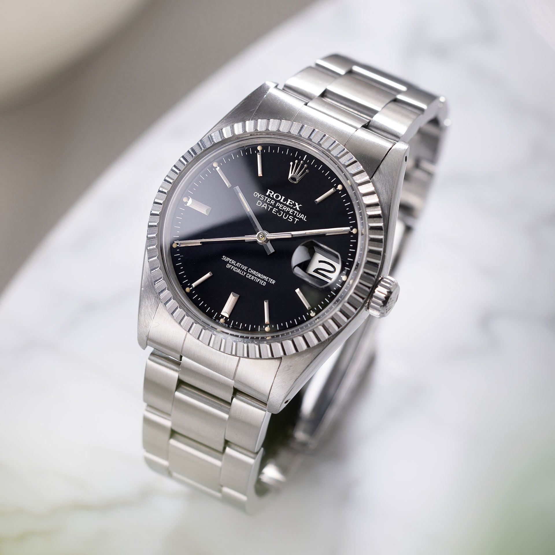ROLEX DATEJUST 16030 Schwarzes SOLEIL Zifferblatt