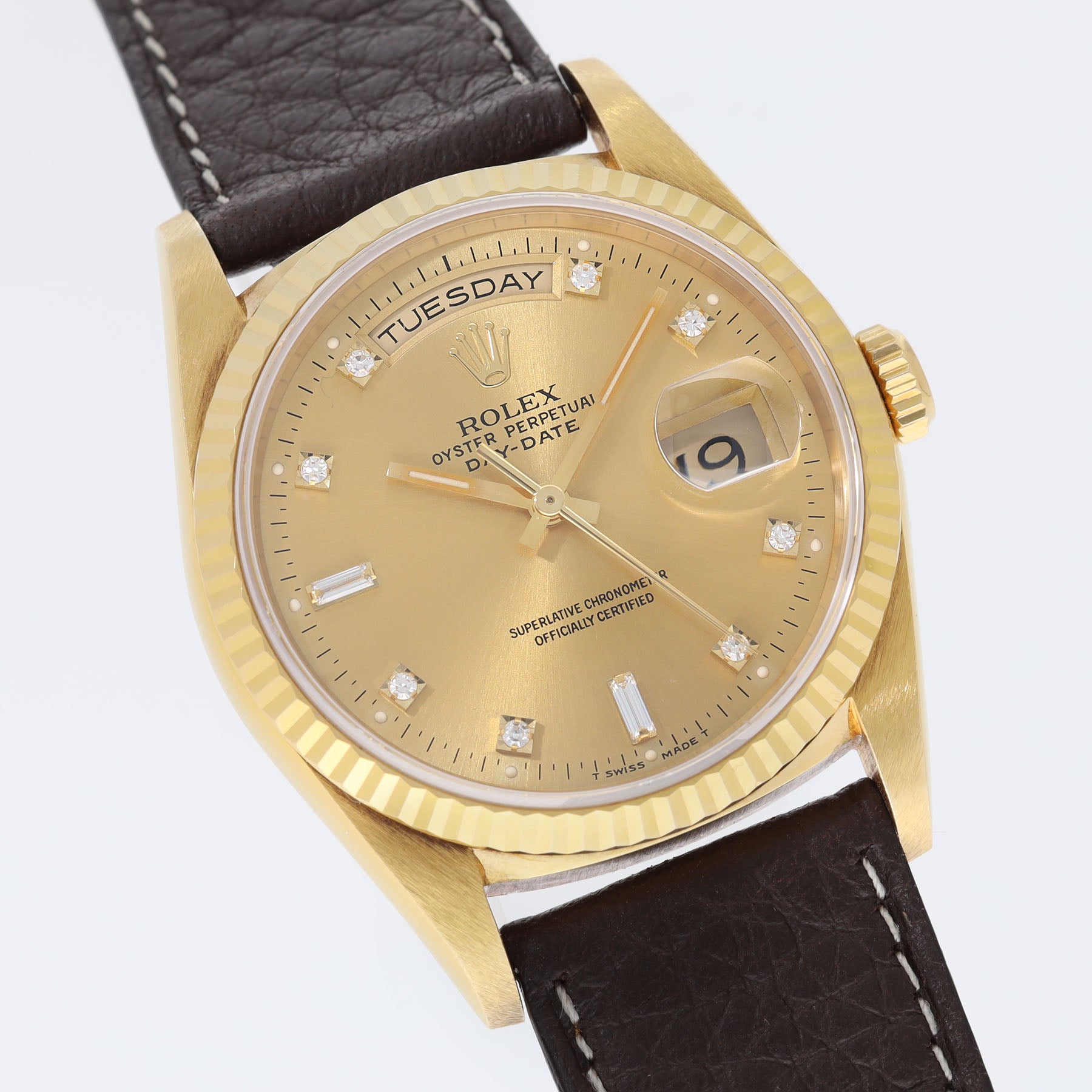 ROLEX DAY-DATE 18238 Diamant Besetztes Zifferblatt mit Papieren