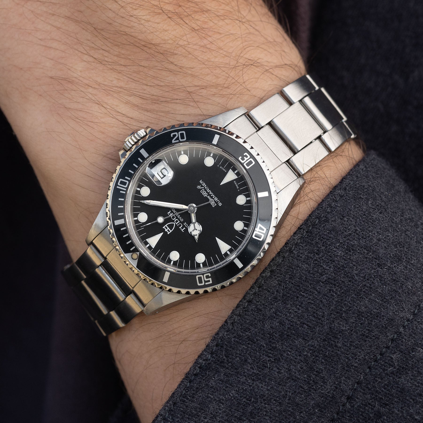 TUDOR SUBMARINER 75090 Medium Schwarzes Zifferblatt