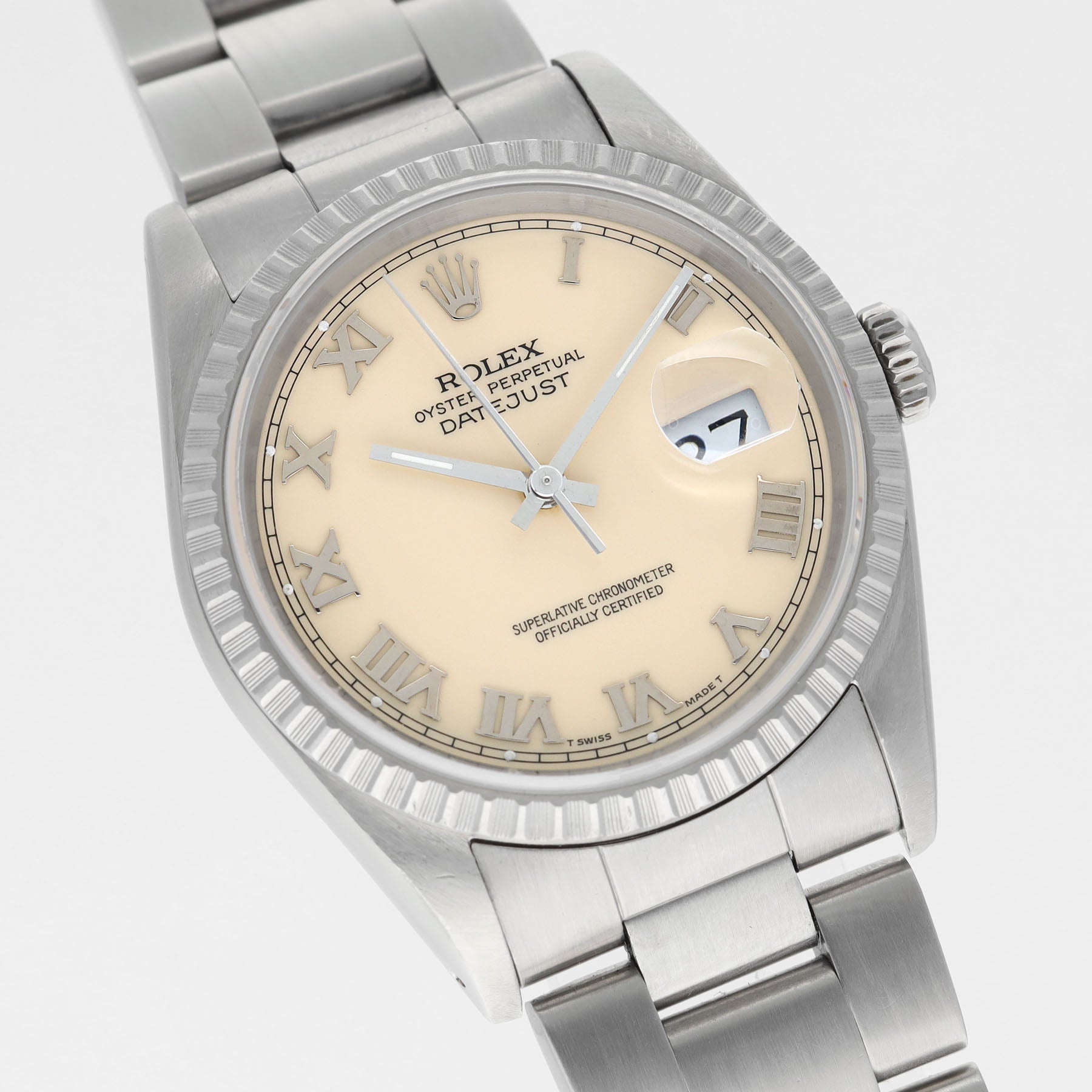 ROLEX DATEJUST 16220 Cremefarbenes Zifferblatt Box und Papiere