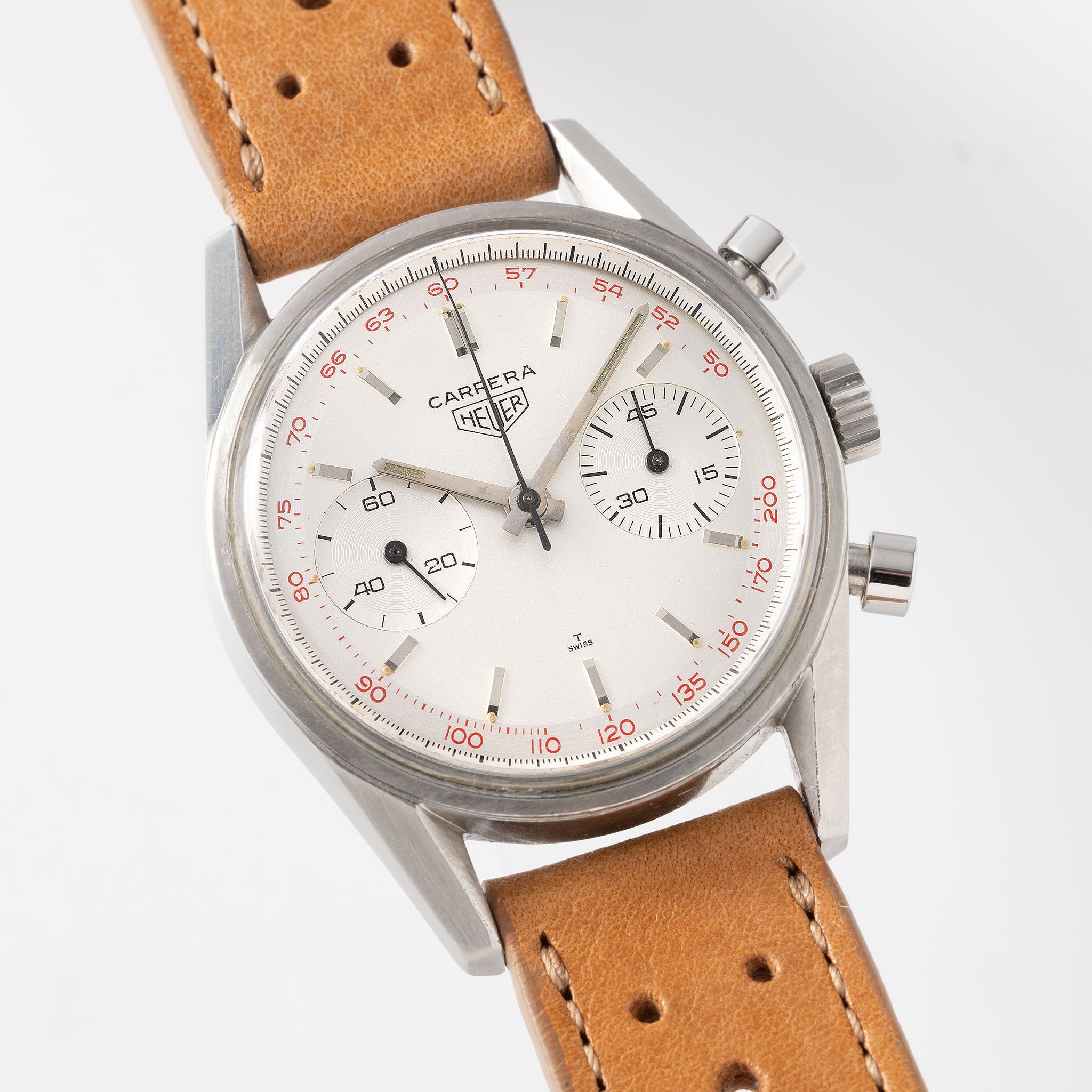 Heuer Carrera 45 Red Tachy Zifferblatt Referenz 3647