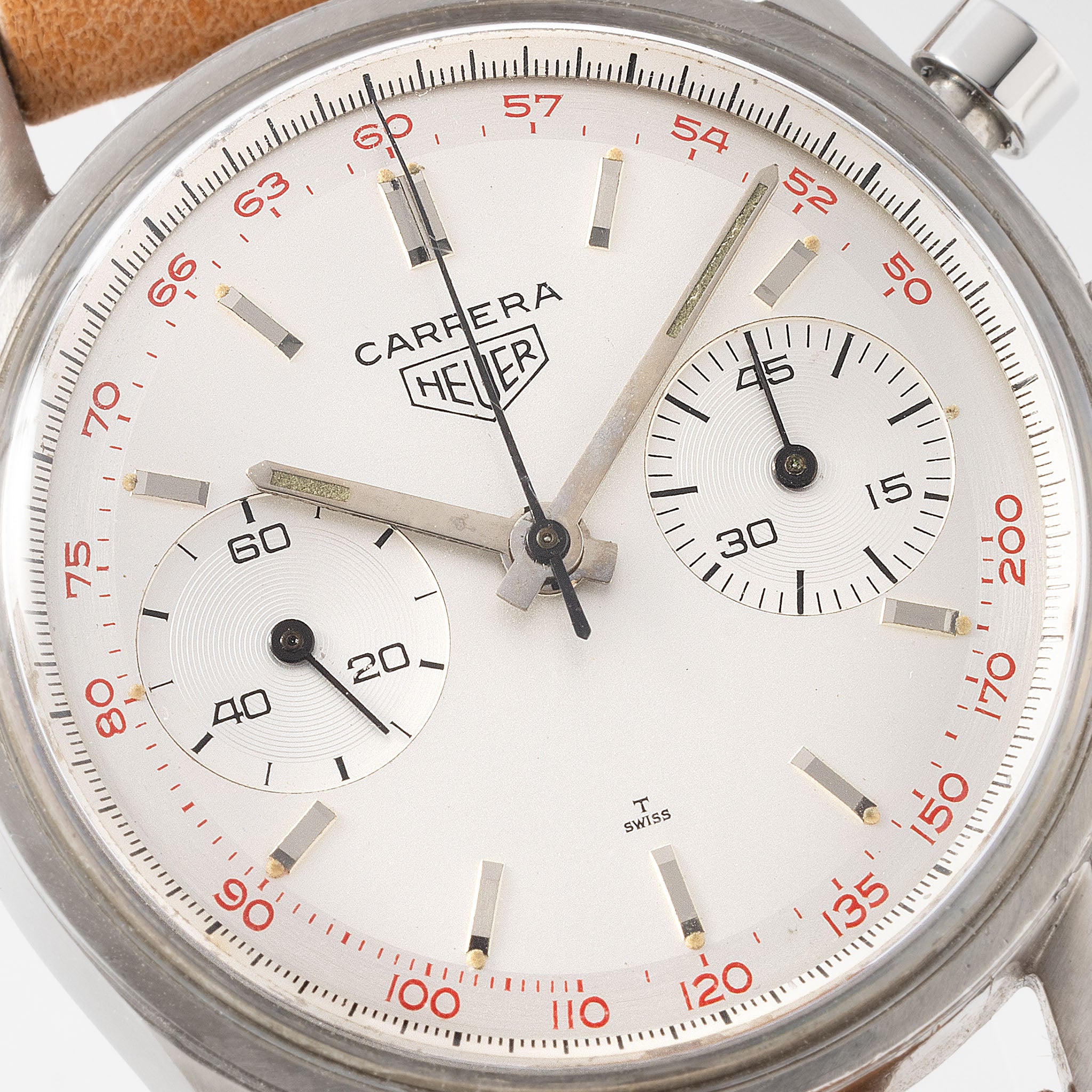 Heuer Carrera 45 Red Tachy Zifferblatt Referenz 3647