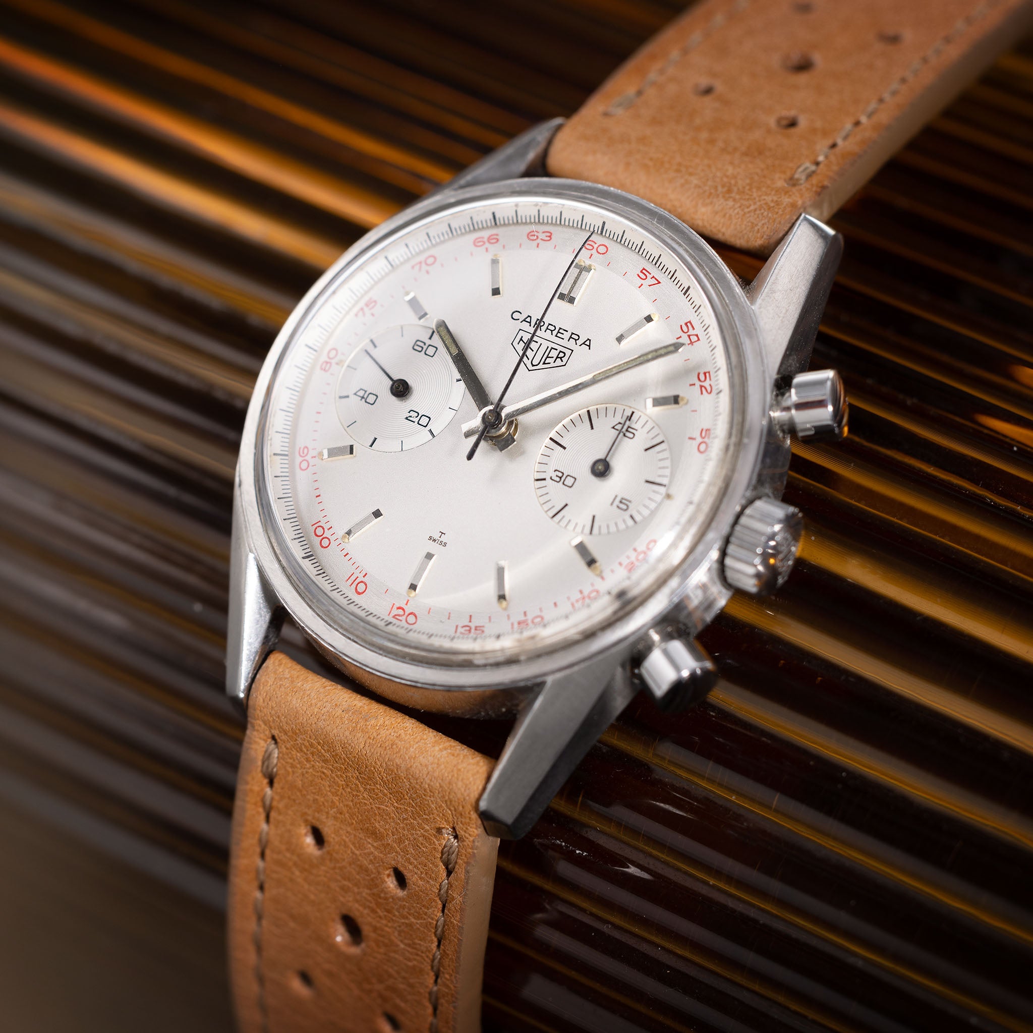 Heuer Carrera 45 Red Tachy Zifferblatt Referenz 3647