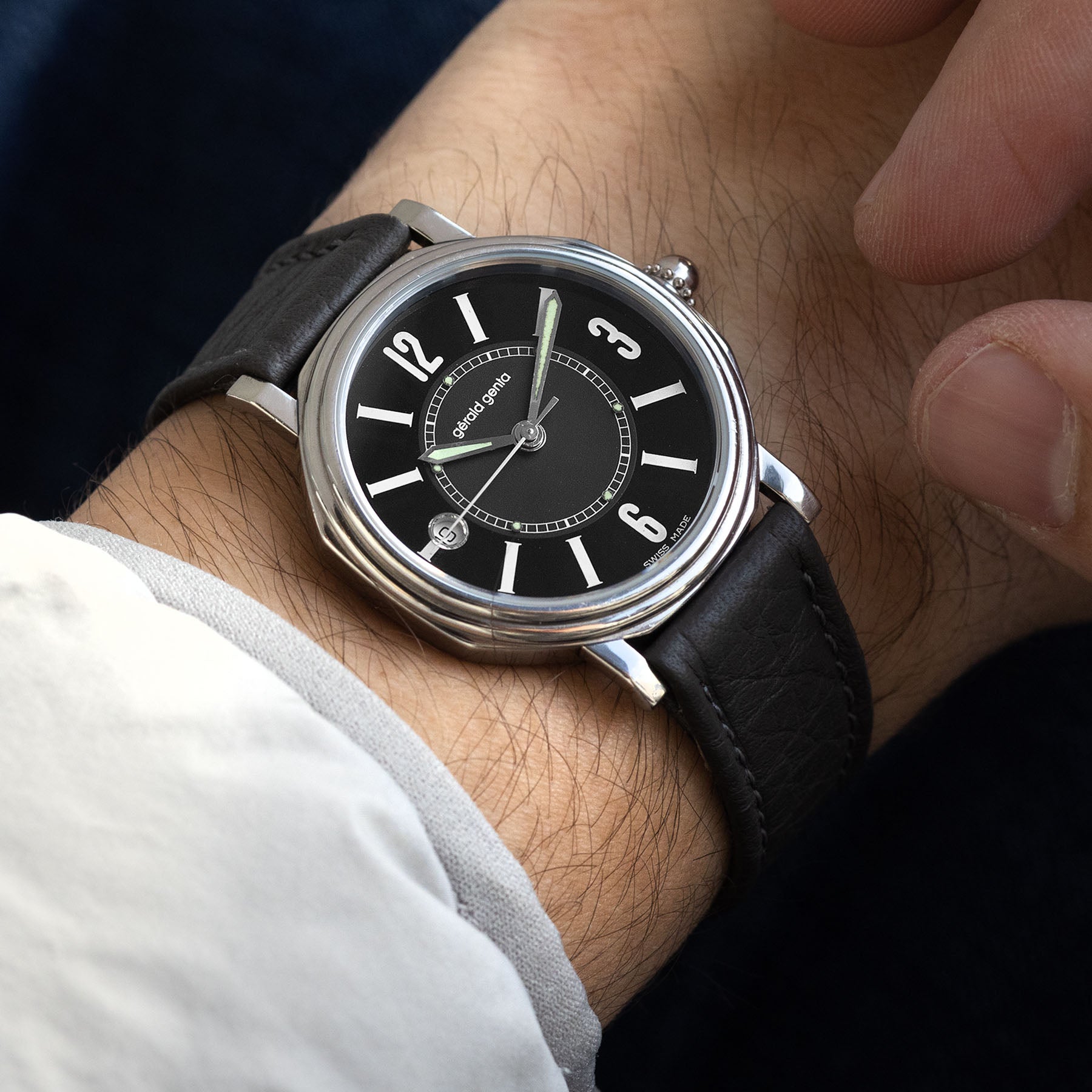 Gerald Genta Octo Schwarzes Zifferblatt Referenz G35587