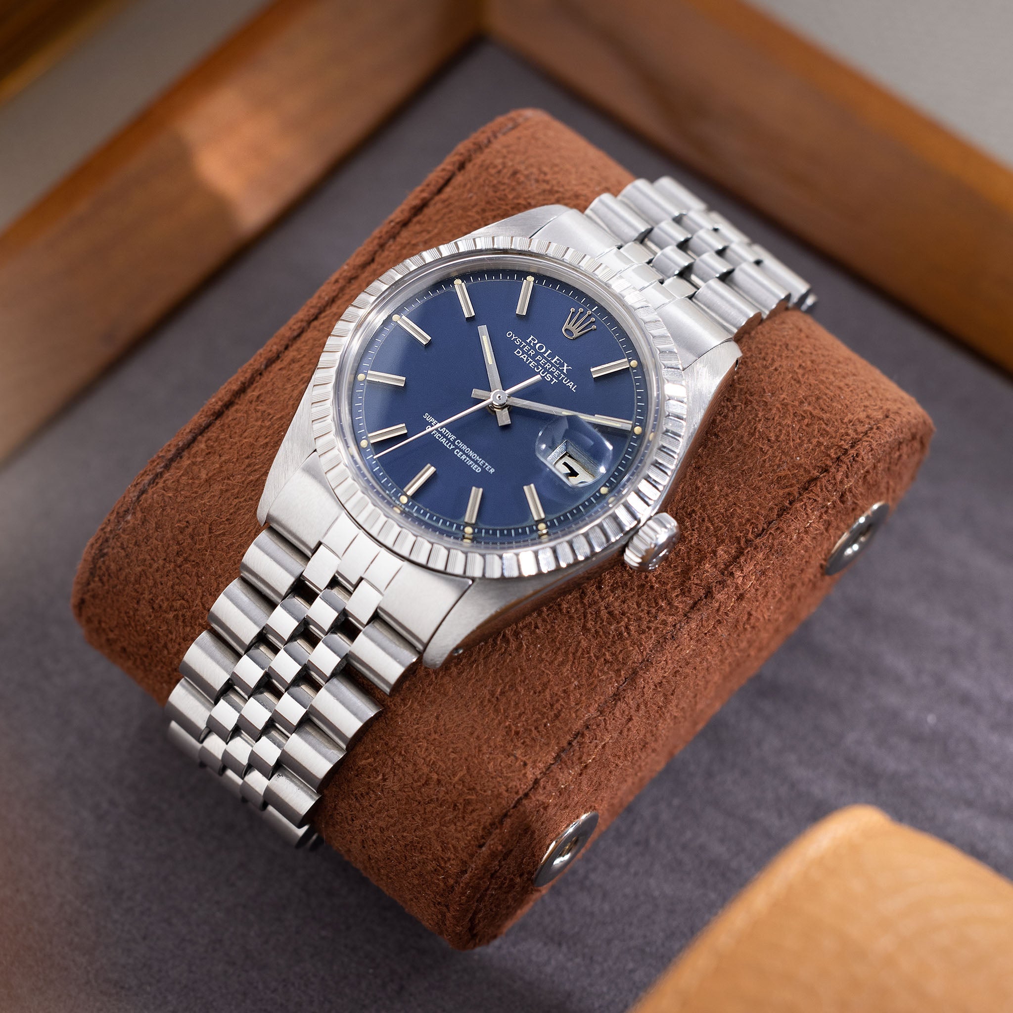 Rolex Datejust 1603 Blaues Zifferblatt Mit Box Und Papieren