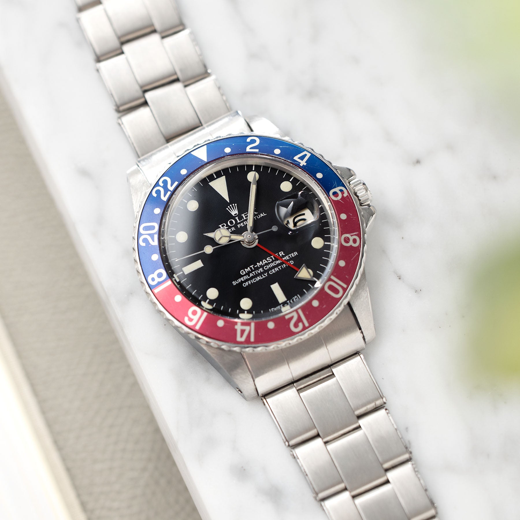 Rolex GMT-Master 1675 MK1 Long-E Zinksulfid Zifferblatt