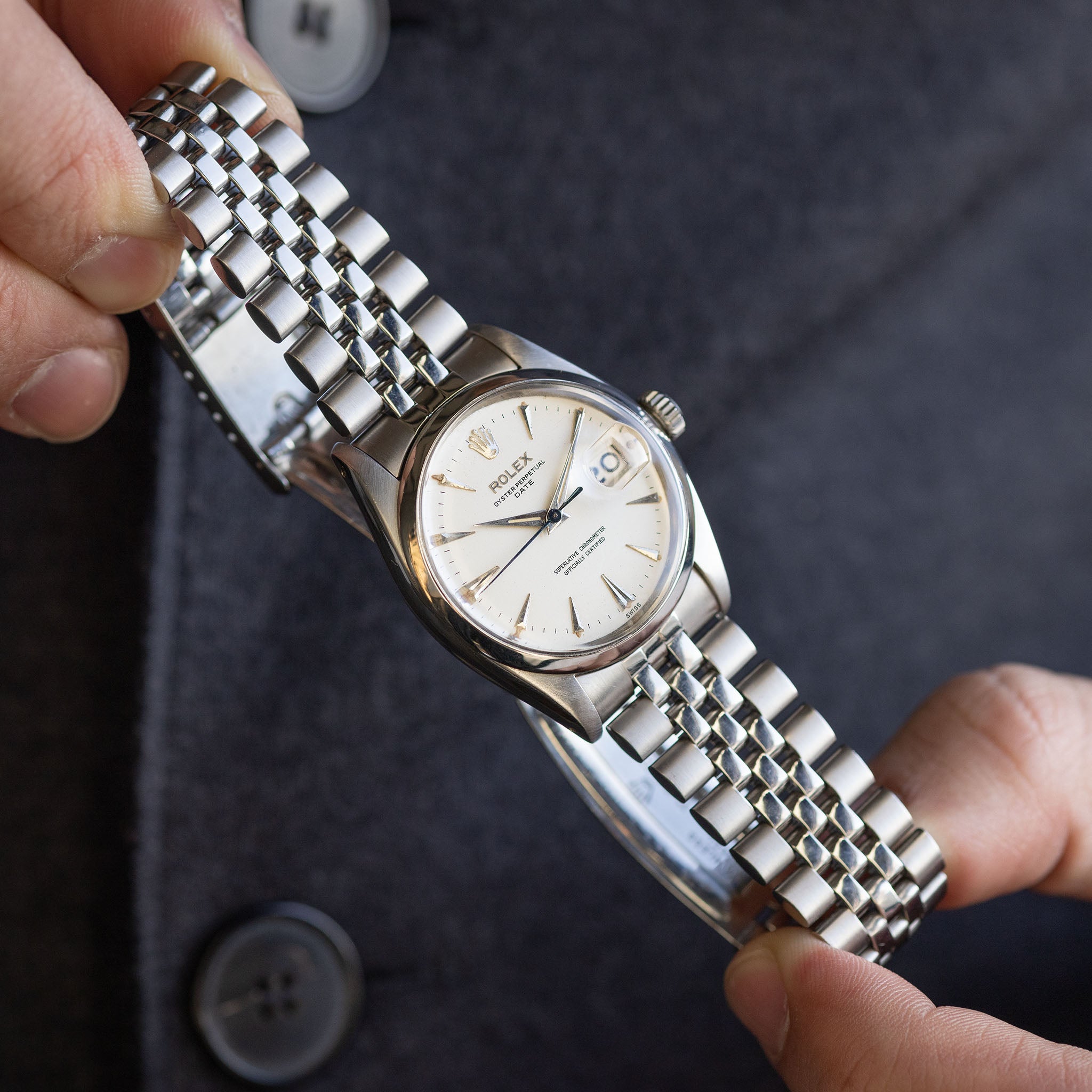 Rolex Date Referenz 1500 Matt Silbernes "Swiss Only" Zifferblatt