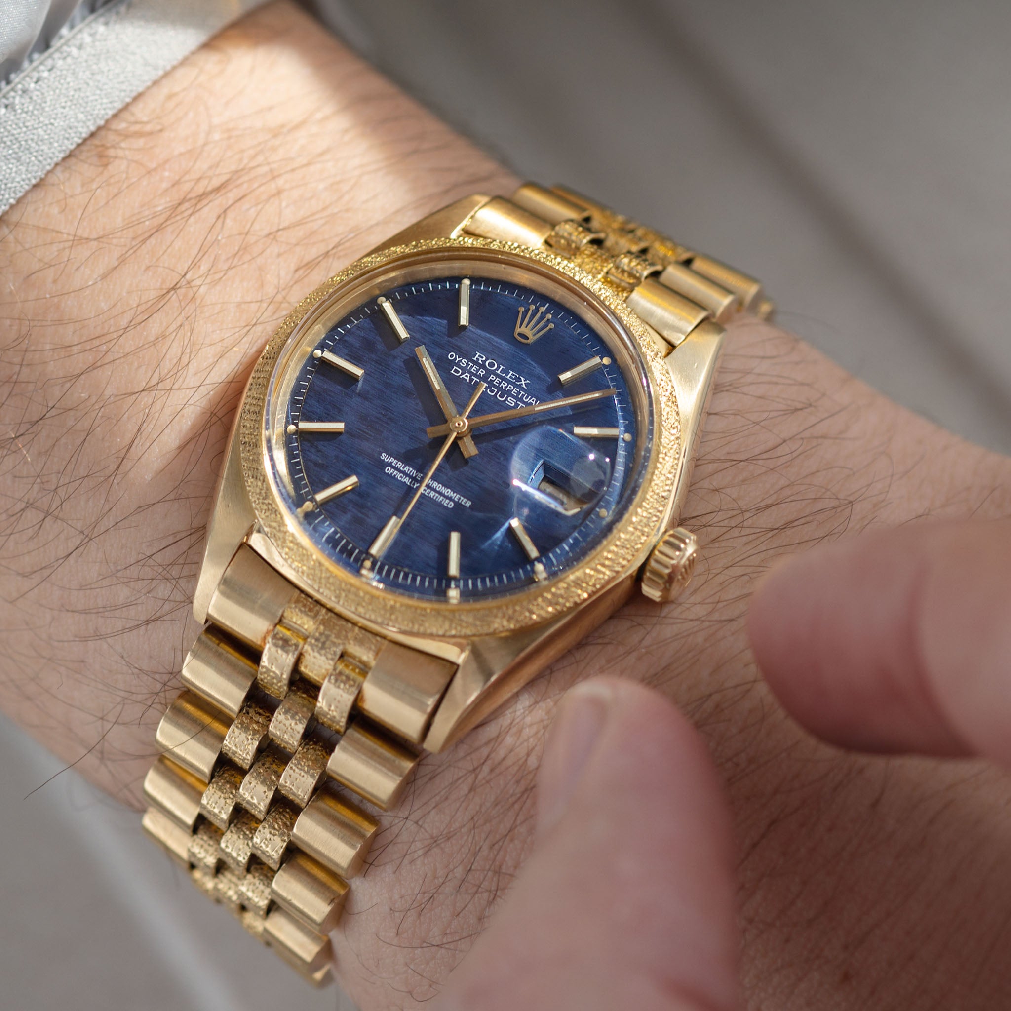 Rolex Datejust Referenz 1611 Morellis Mit Blauem Shantung Zifferblatt