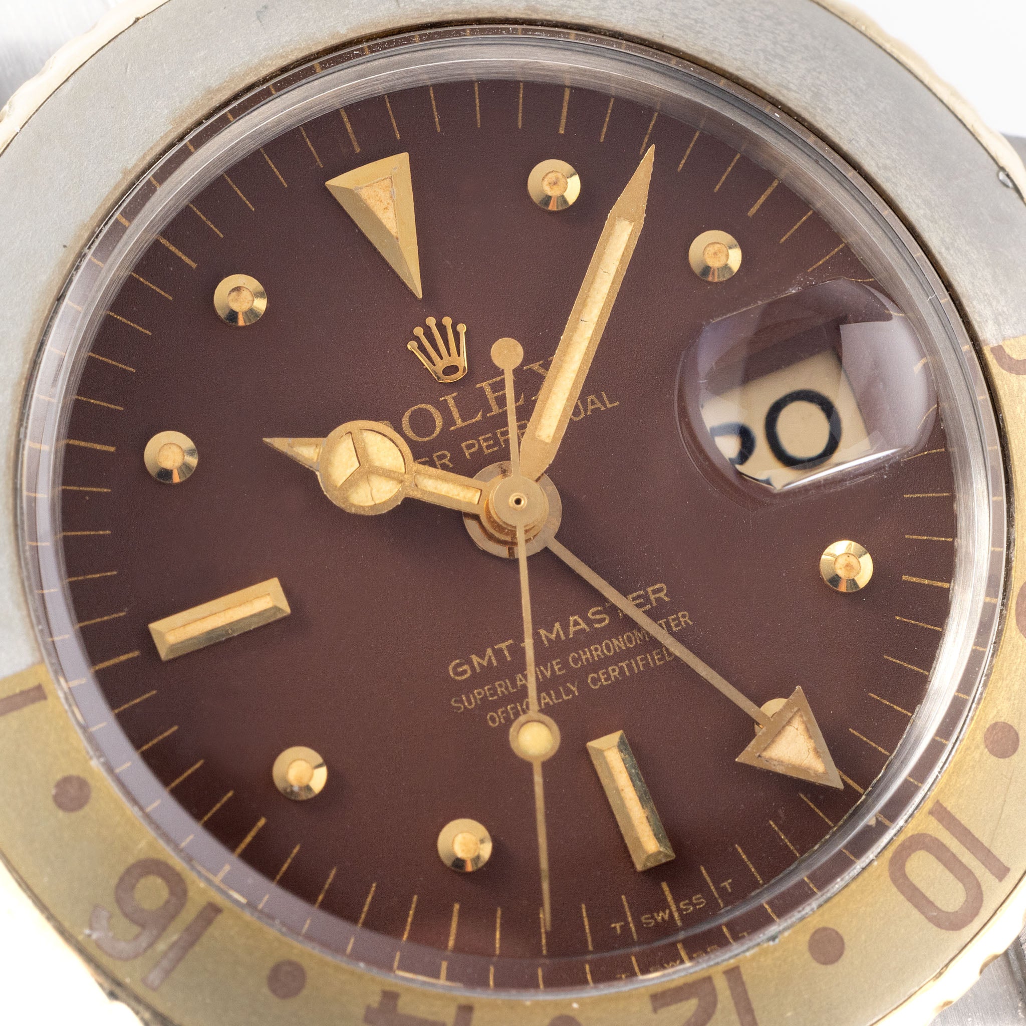 Rolex GMT Master 1675/3 Root Beer Mattes Nippel Zifferblatt