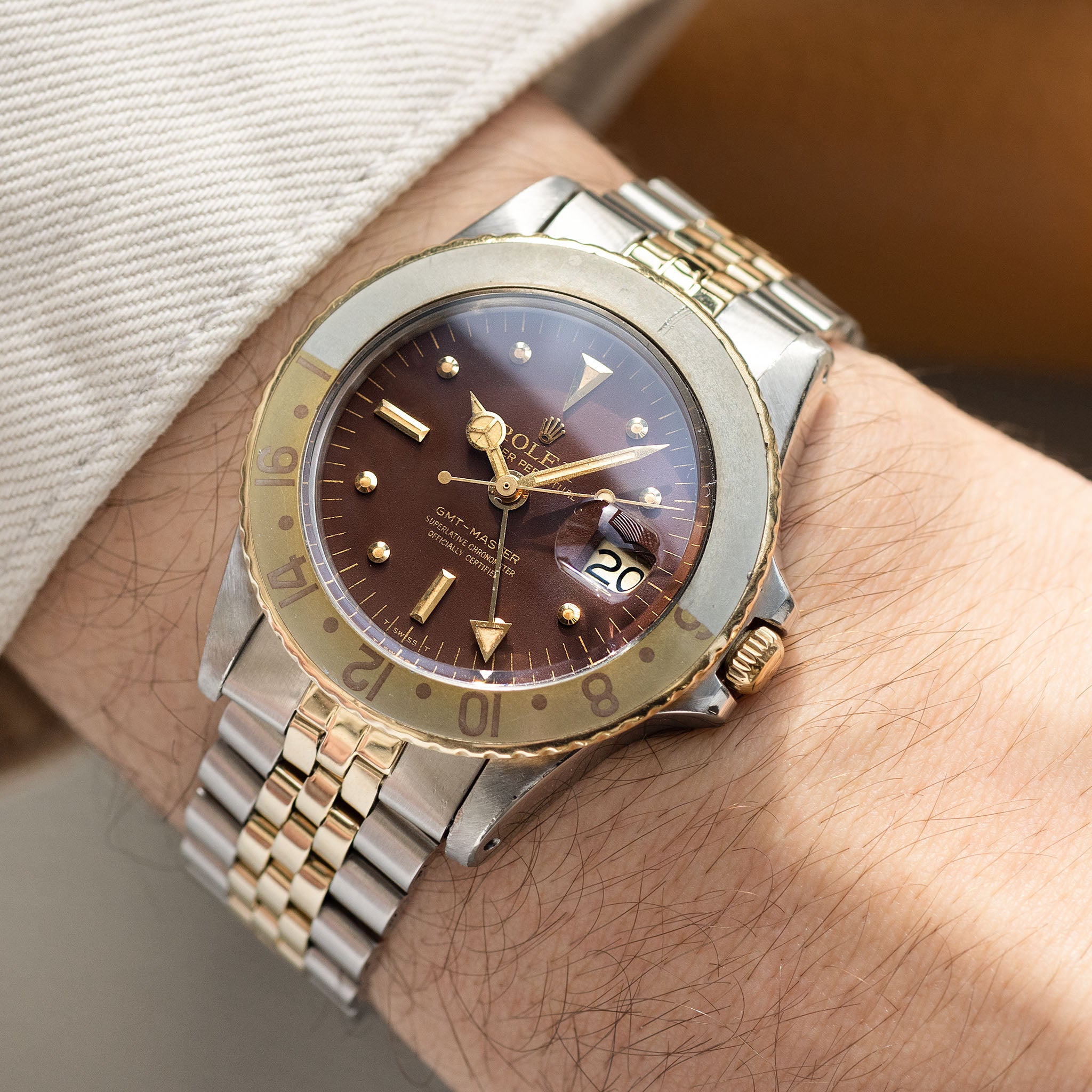 Rolex GMT Master 1675/3 Root Beer Mattes Nippel Zifferblatt