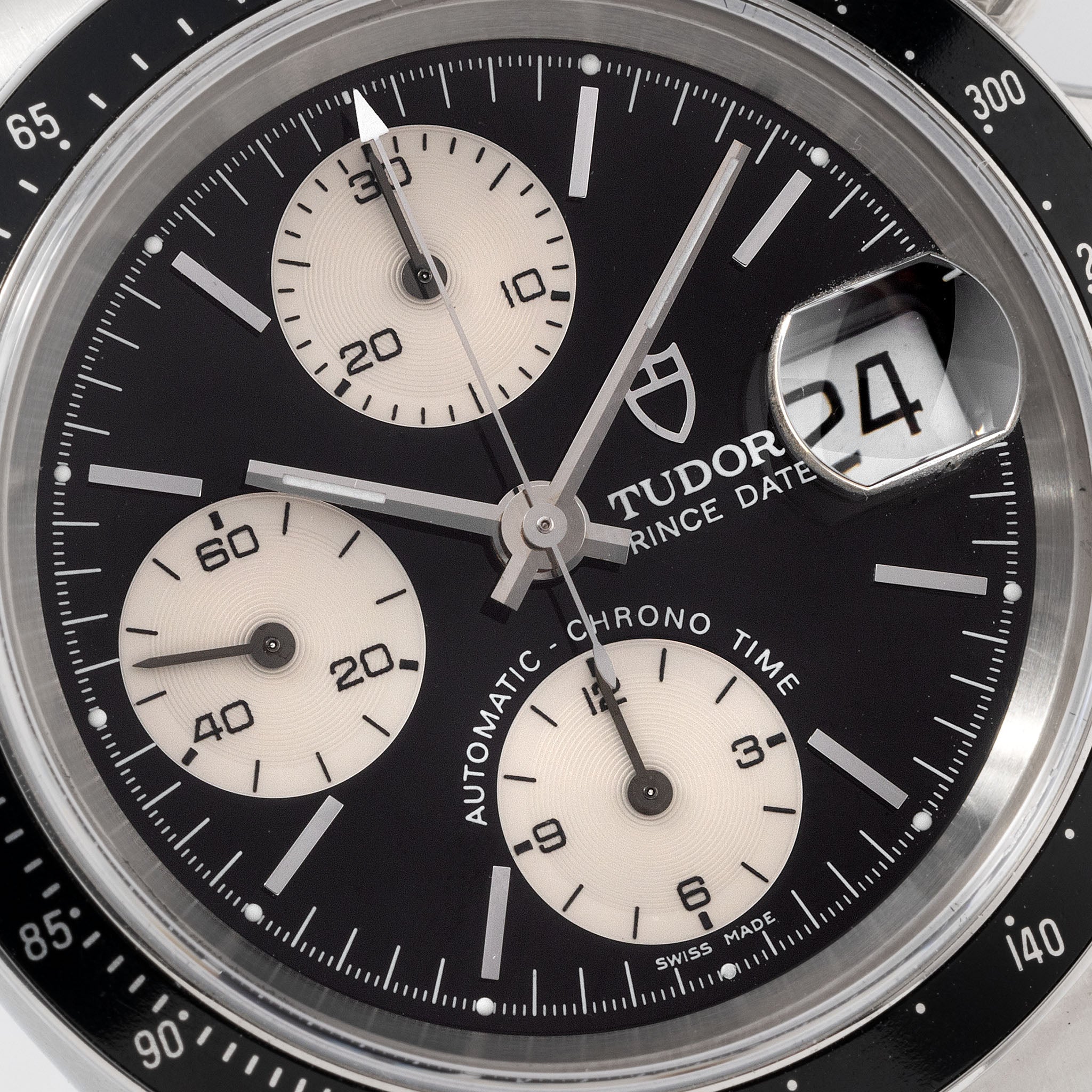 Tudor Prince Date Chronograph 79260 Small Block Schwarzes Zifferblatt