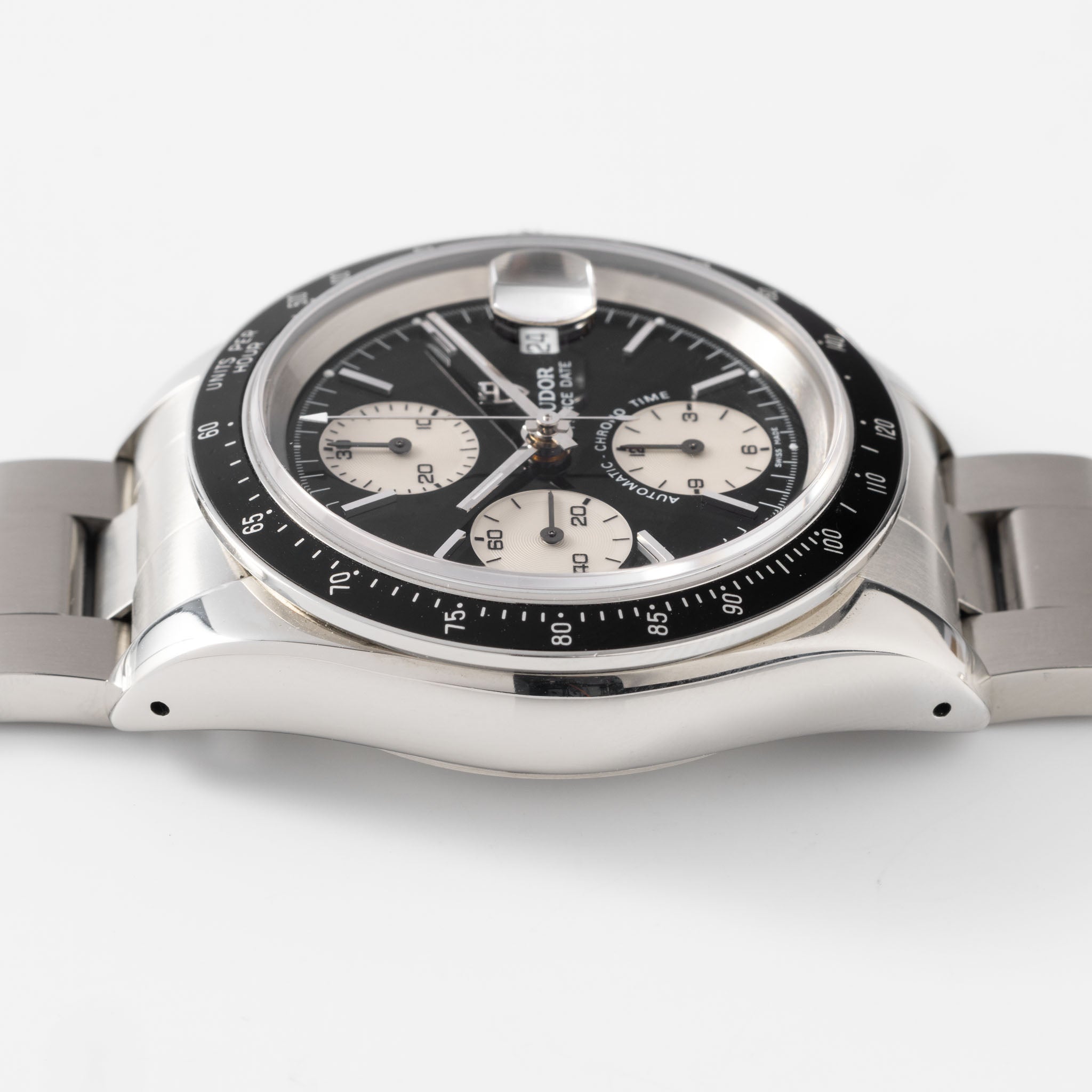 Tudor Prince Date Chronograph 79260 Small Block Schwarzes Zifferblatt