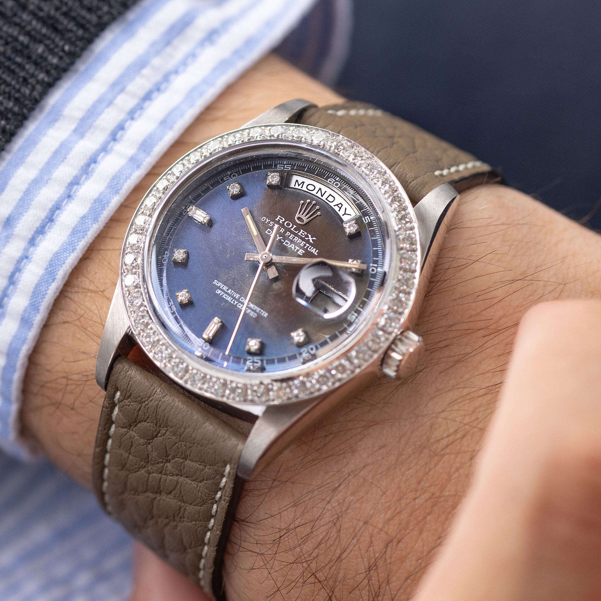 Rolex Day-date 1804 White Gold Blue Colour Change Dial