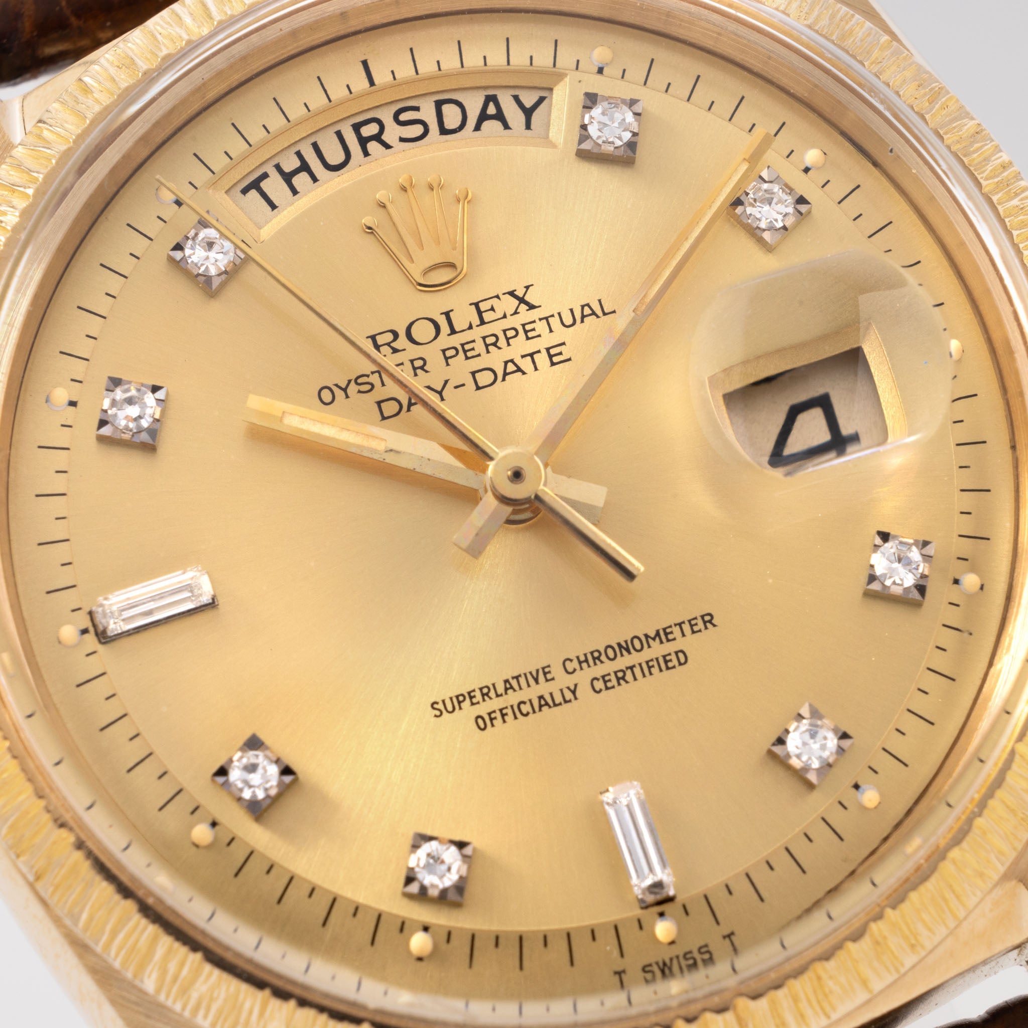 Rolex Day-Date Yellow Gold Champagne Diamond Hours Dial Ref 1807